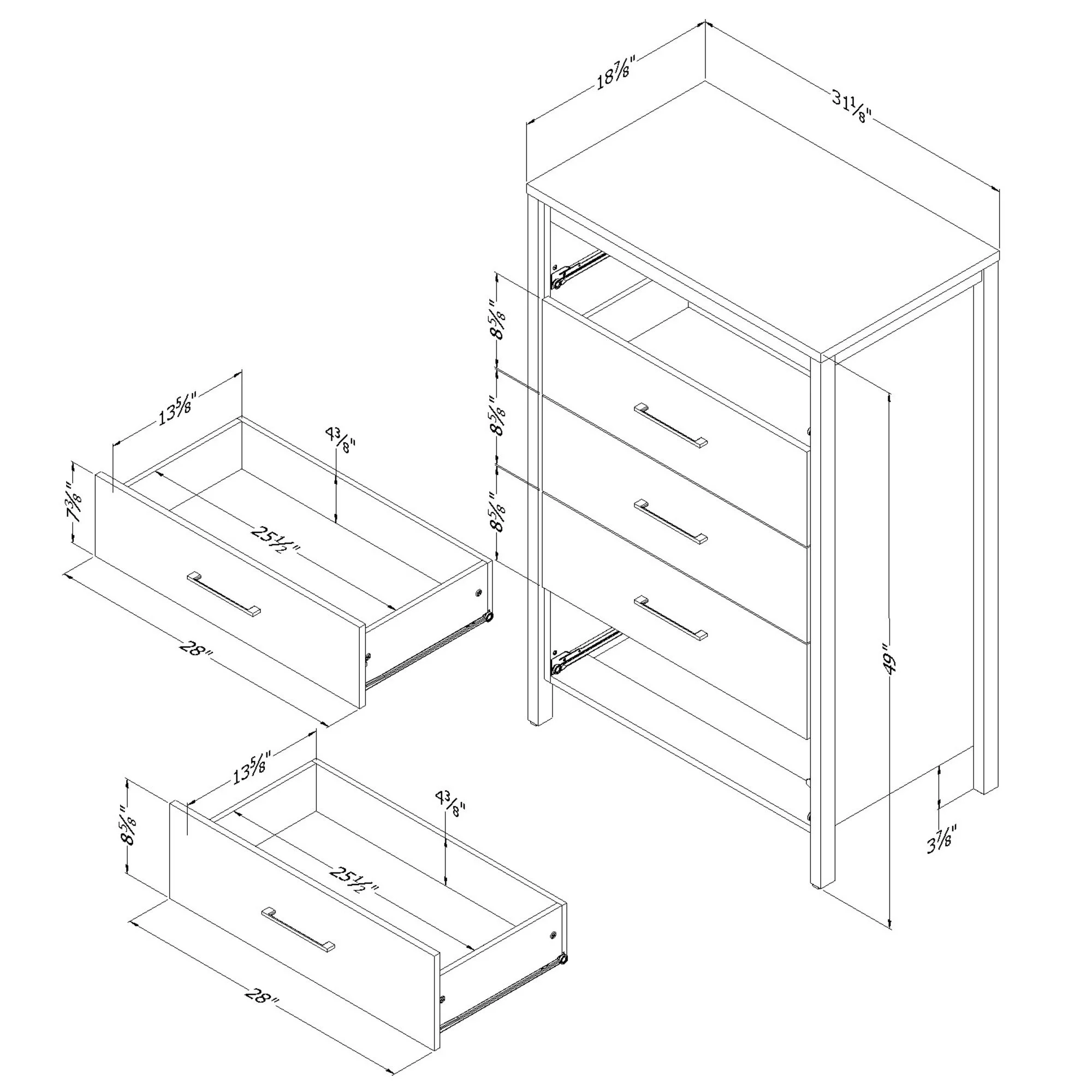South Shore Gravity 5-Drawer Chest, Gray Maple