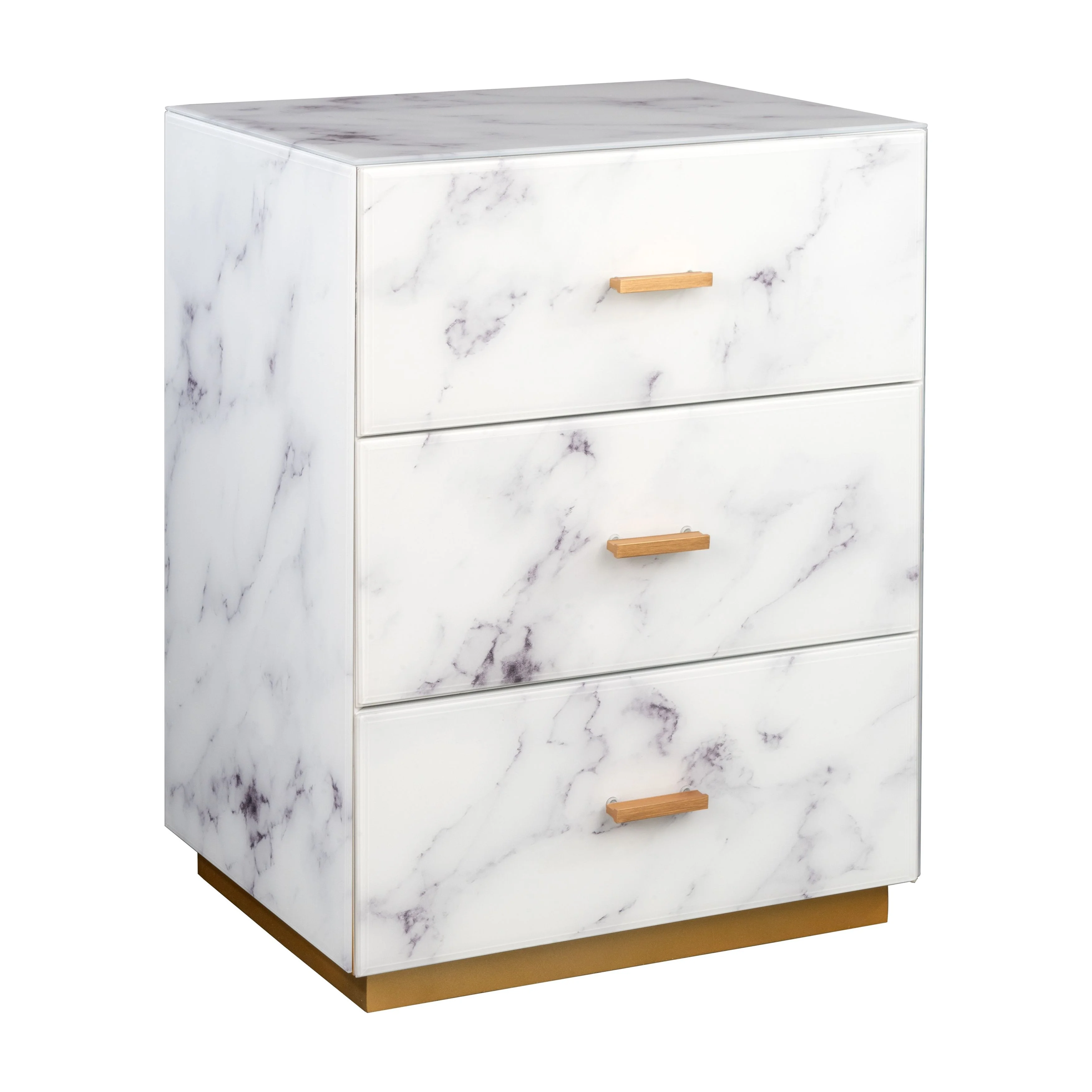 Statements by J Modern Nightstand w/3 Drawers, 25 Inch Tall, White