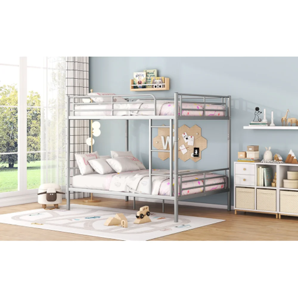 Twin Over Twin Metal Bunk Bed - Silver