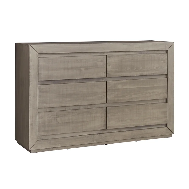 Progressive Furniture Palisades 6-Drawer Wood Double Dresser In Stone Gray-Beige