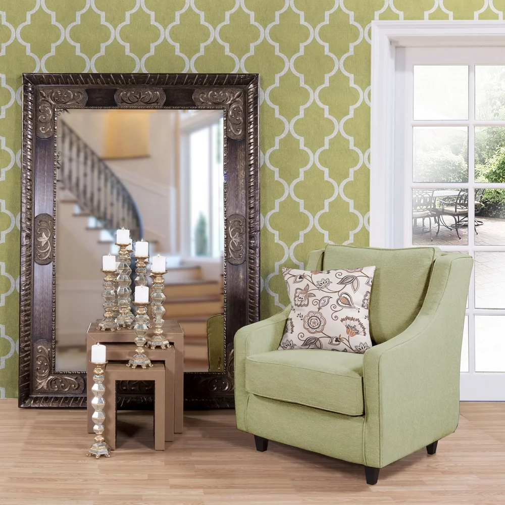 Tyler Dillion Gray Wood Framed Elongated Hexagonal Wall Mirror 40