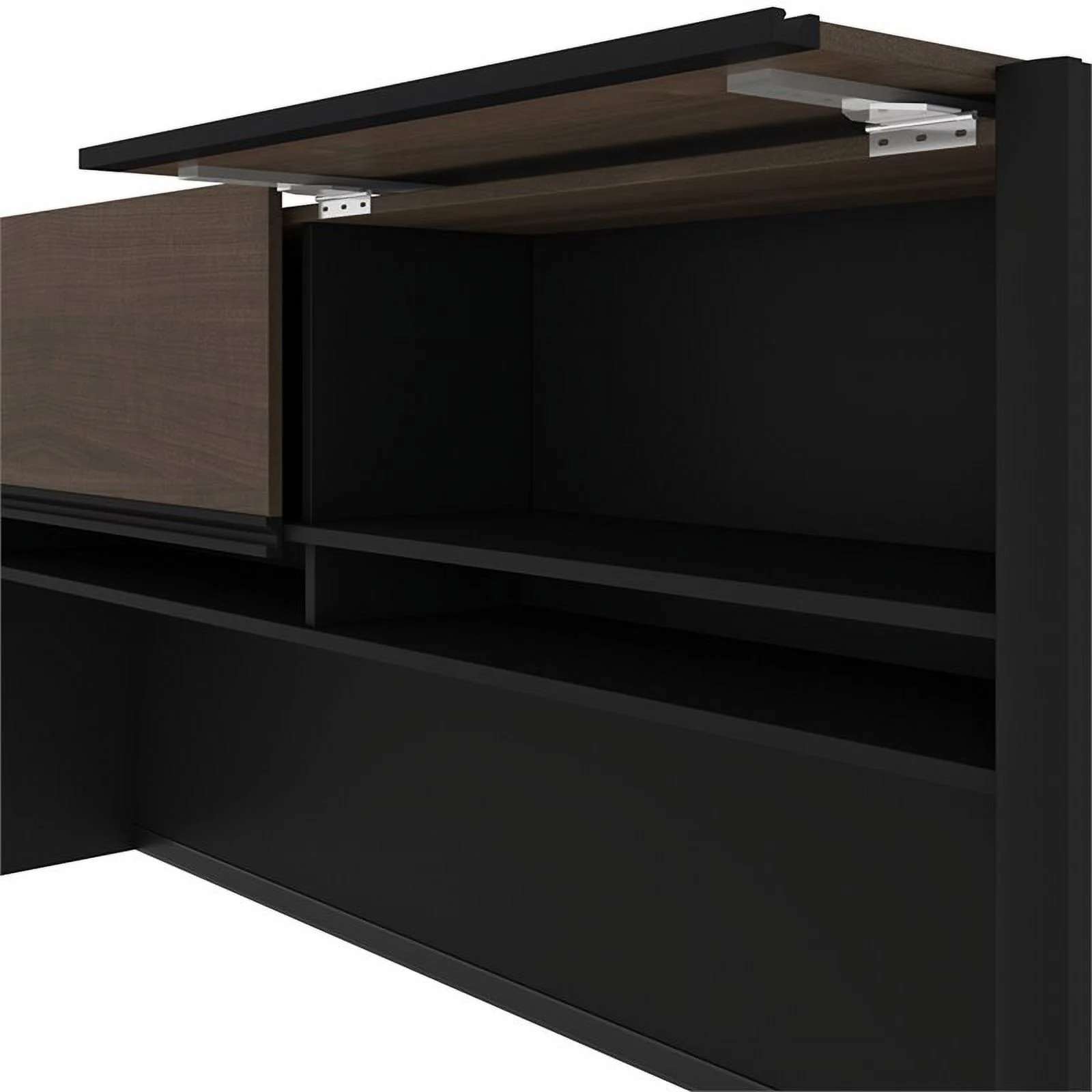 Pemberly Row Traditional Credenza Hutch in Antigua and Black