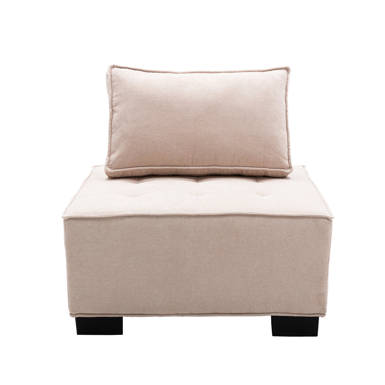 Williamspace Accent Sofa Chair,Upholstered Leisure Lazy Chair,Modern Square Floor Sofa Single Couch with Removable Pillow for Living Room Bedroom,Beige