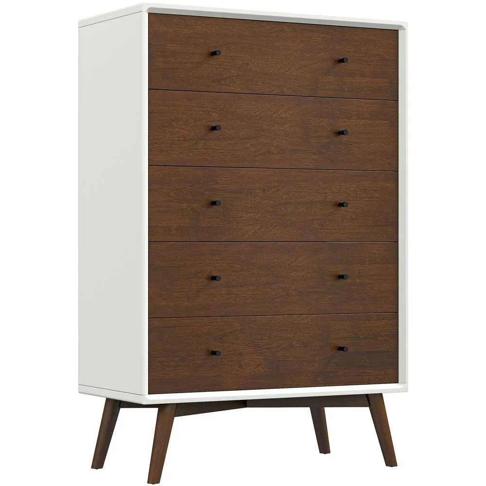 Francesca Bedroom Furniture 5 Drawers Tall White Dressers and Closet Organizer