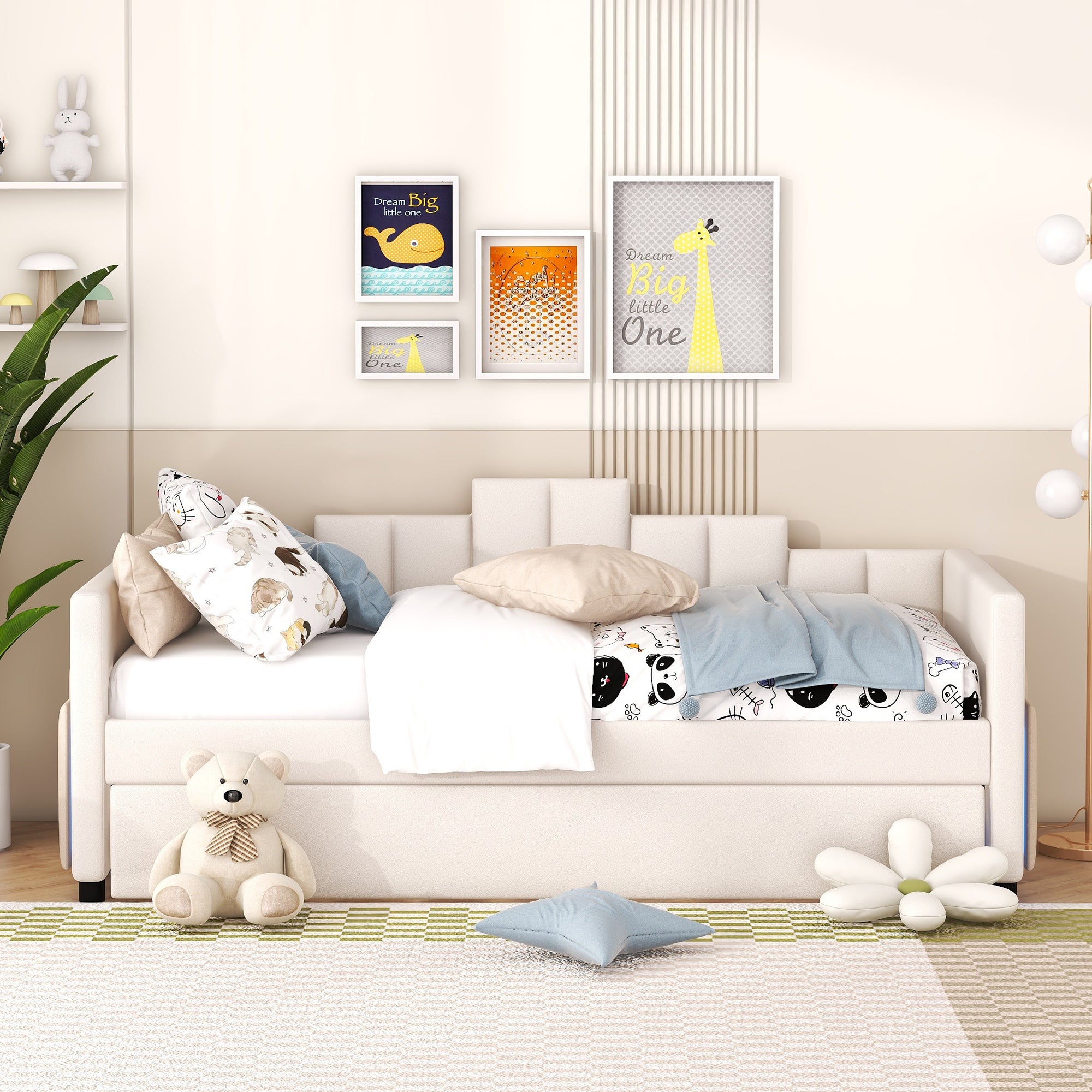 Metro Twin Size Upholstered Daybed with Light and USB Port - Beige