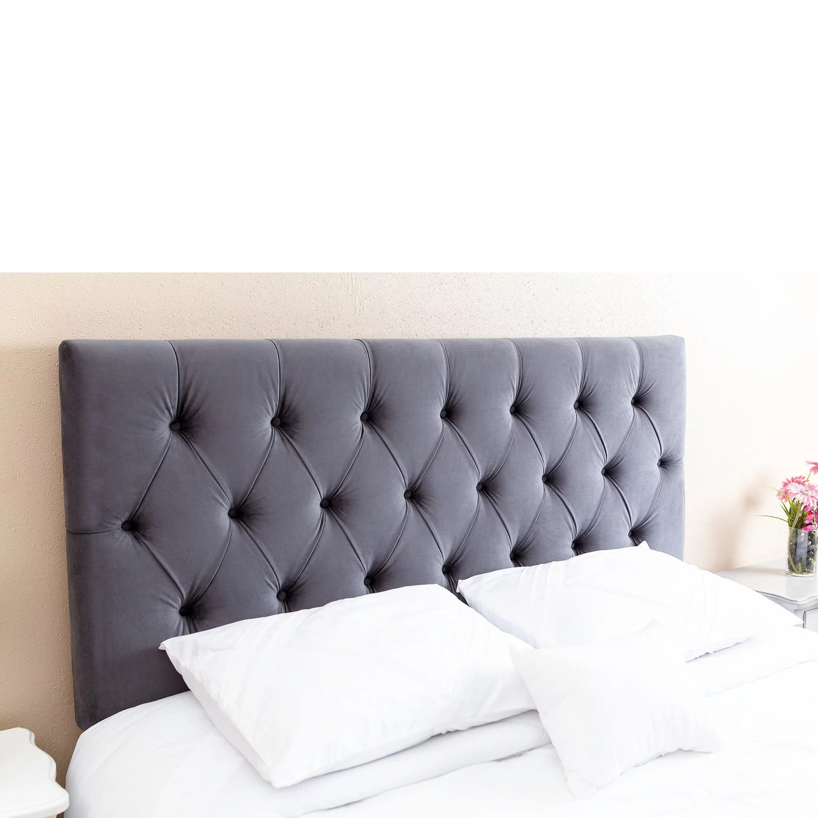 Abbyson Connie Velvet Upholstered Headboard - Full/Queen, Gray