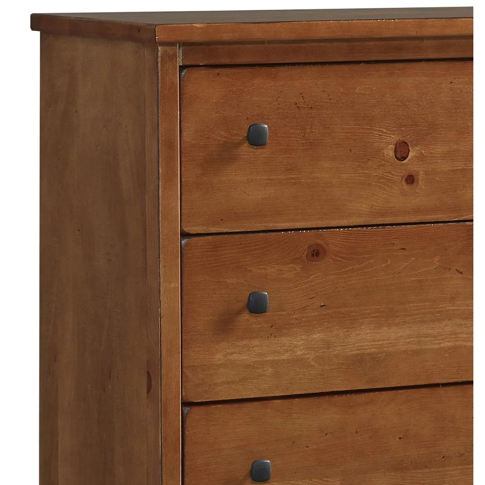 Progressive Furniture Diego 6 Wood Drawer Dresser and Mirror in Cinnamon Pine