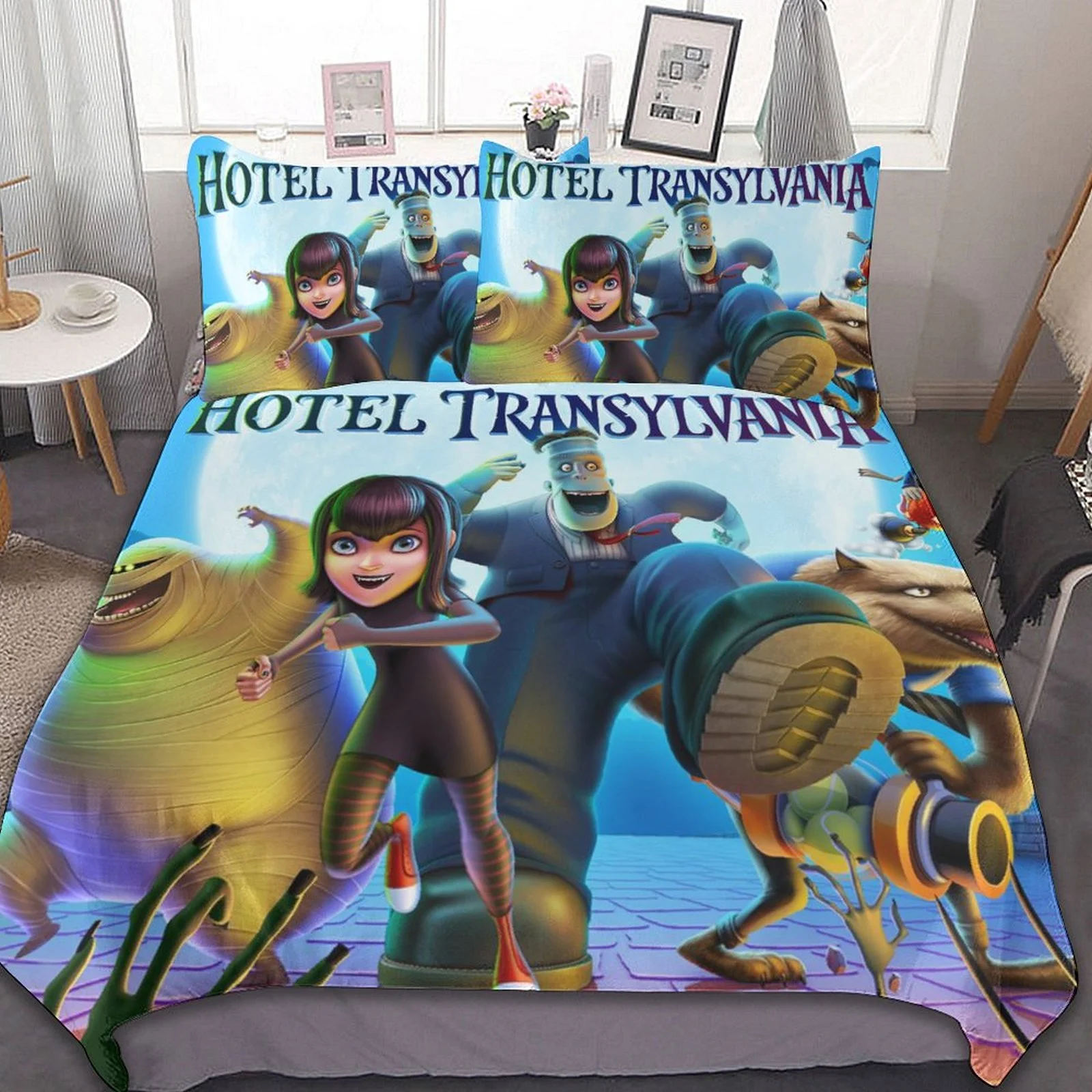 Monster Hotel Transylvania 3 Pieces Bedding Sets Soft Comforter Sets Decor Bedroom Gifts With 1 Duvet Cover 2 Pillowcases