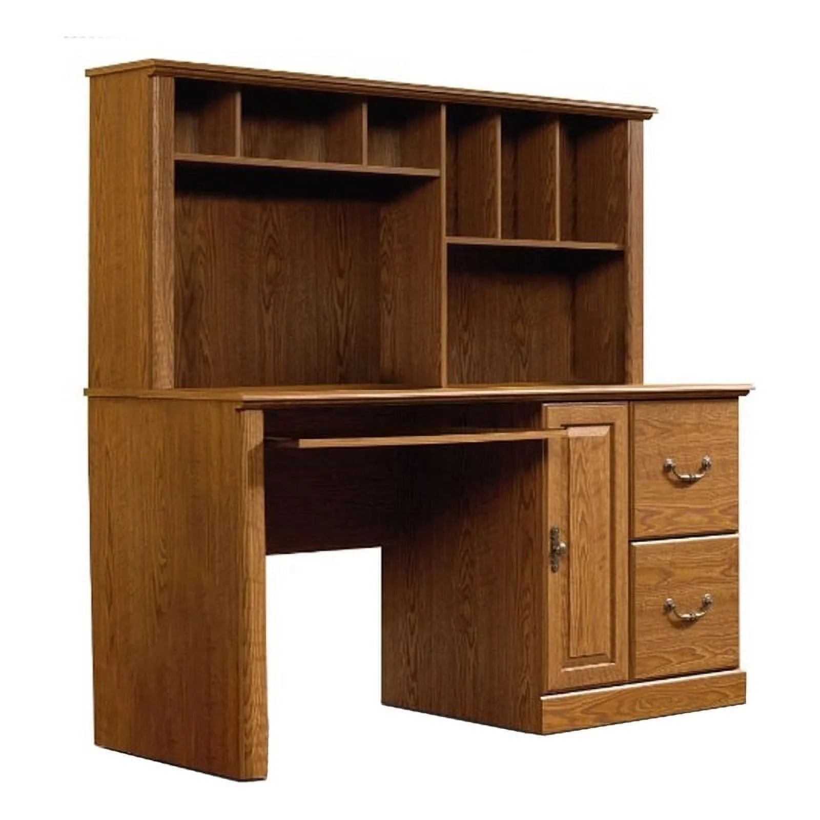 Bowery Hill Traditional Wood Computer Desk with Hutch in Carolina Oak
