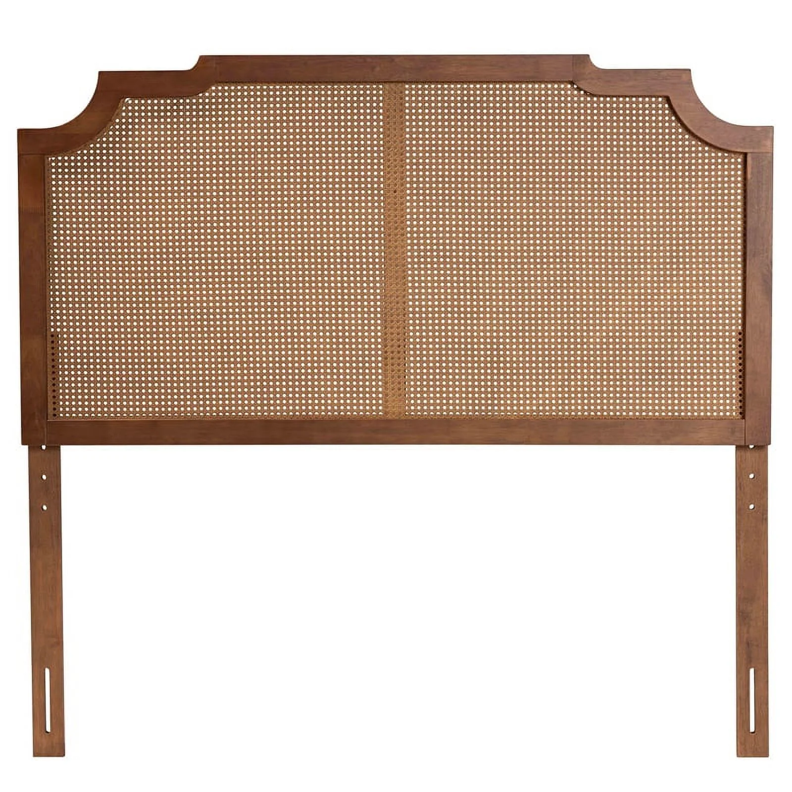 Pemberly Row Wood & Rattan Queen Size Headboard in Ash Walnut