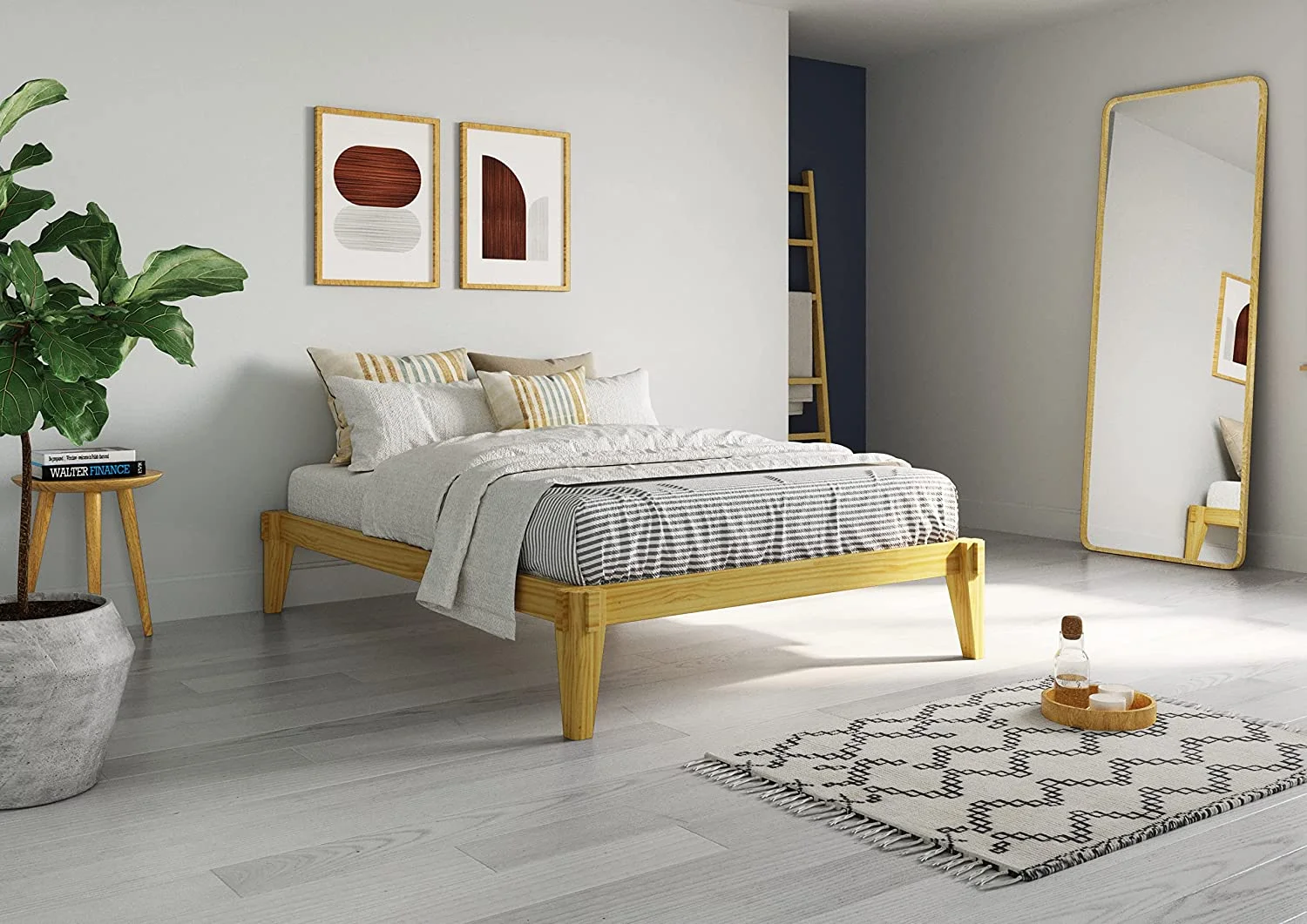 Bme Full Size | Chalipa 60x80x14in Signature Bed Frame Without Headboard, Multiple Style, Solid Wood, Natural