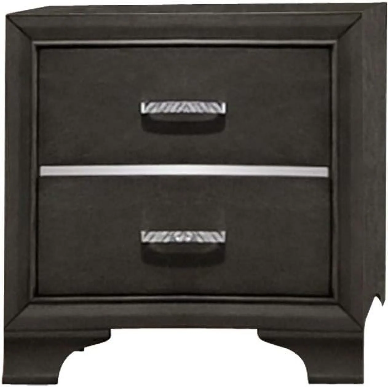 Kings Brand Furniture – 4-Piece Gray Wood with Faux Leather Headboard Queen Bedroom Set. Bed, Dresser, Mirror & Nightstand