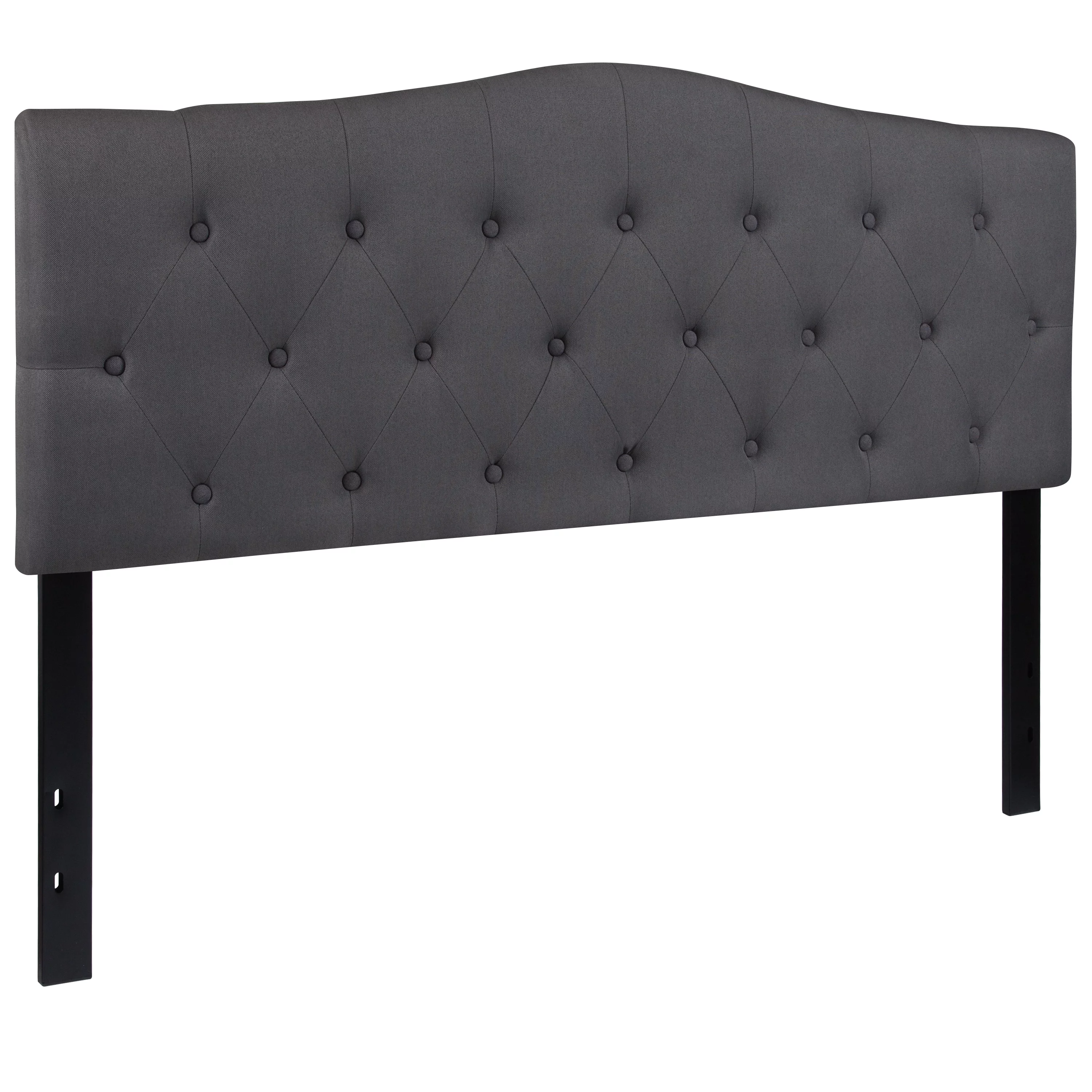 Emma + Oliver Arched Button Tufted Queen Size Headboard in Dark Gray Fabric