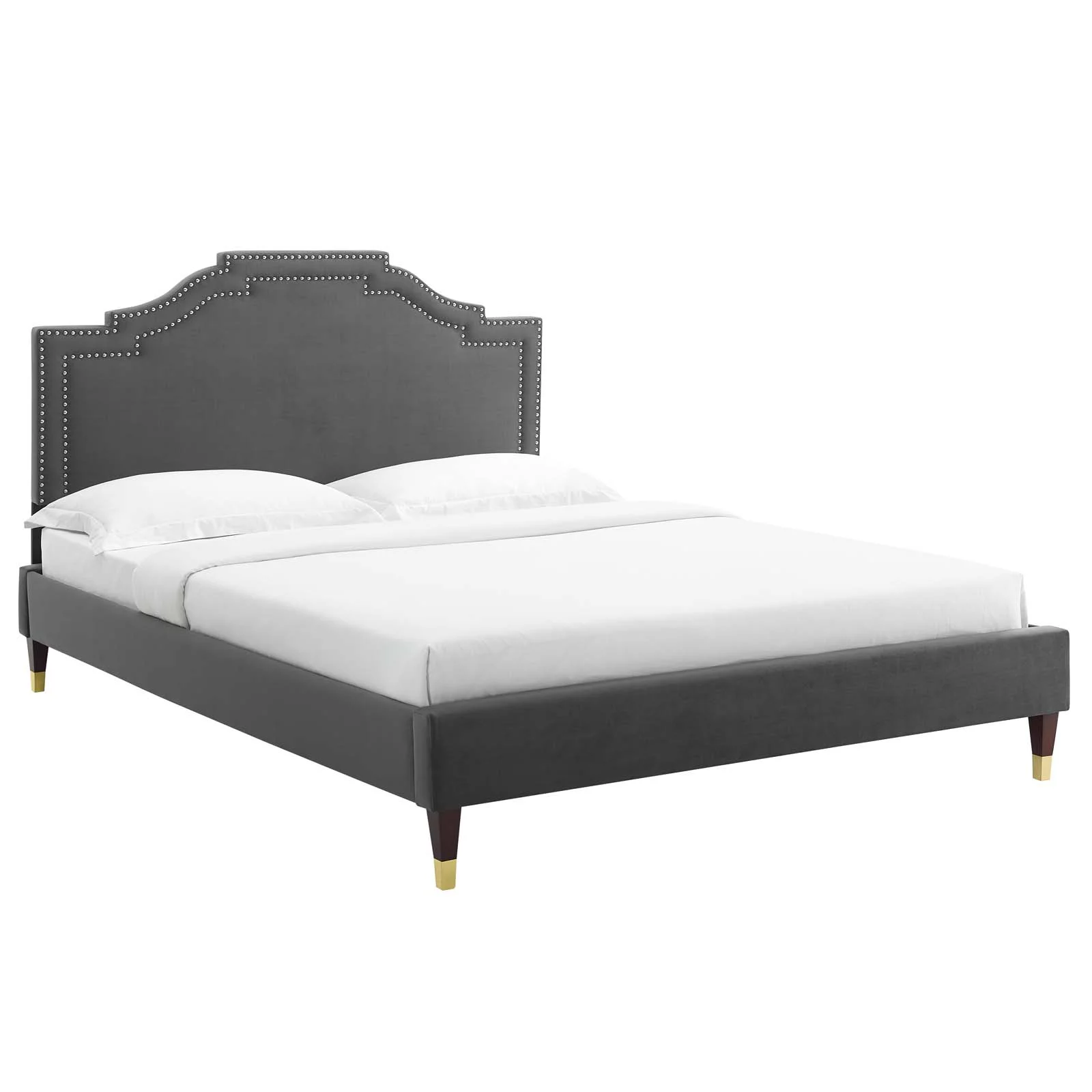 Modway Adelaide Performance Velvet King Platform Bed in Charcoal