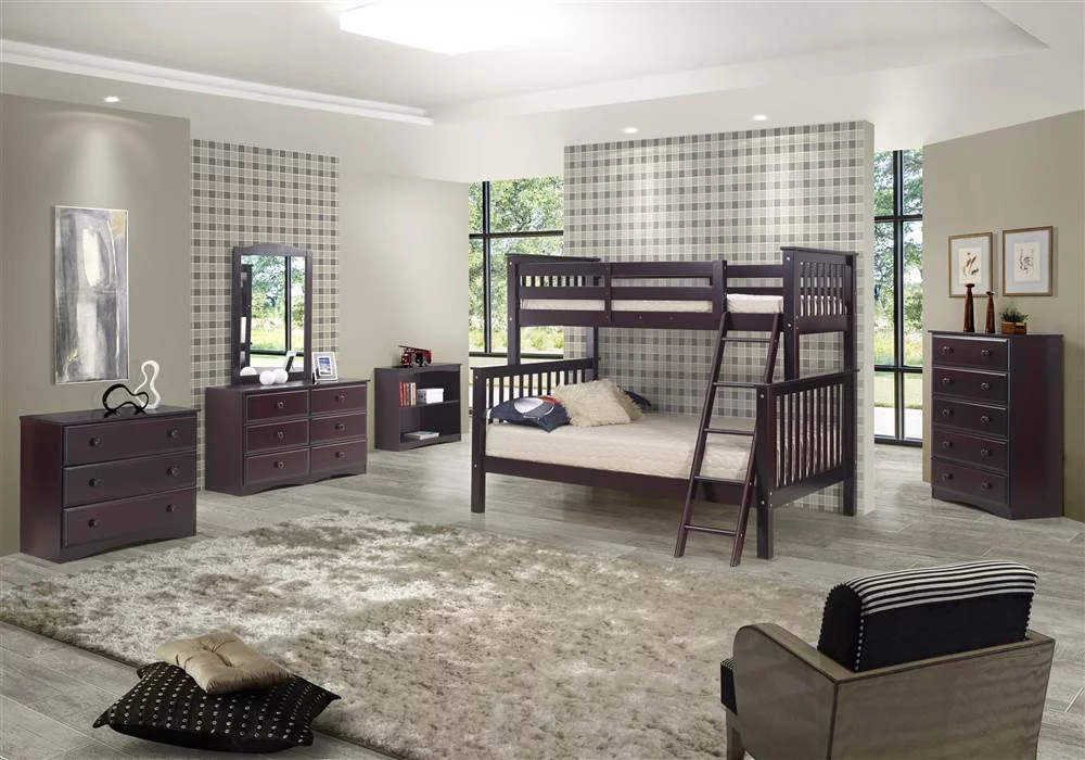 Santa Fe Mission Tall Bunk Bed Twin over Full - Angle Ladder - Multiple Finishes