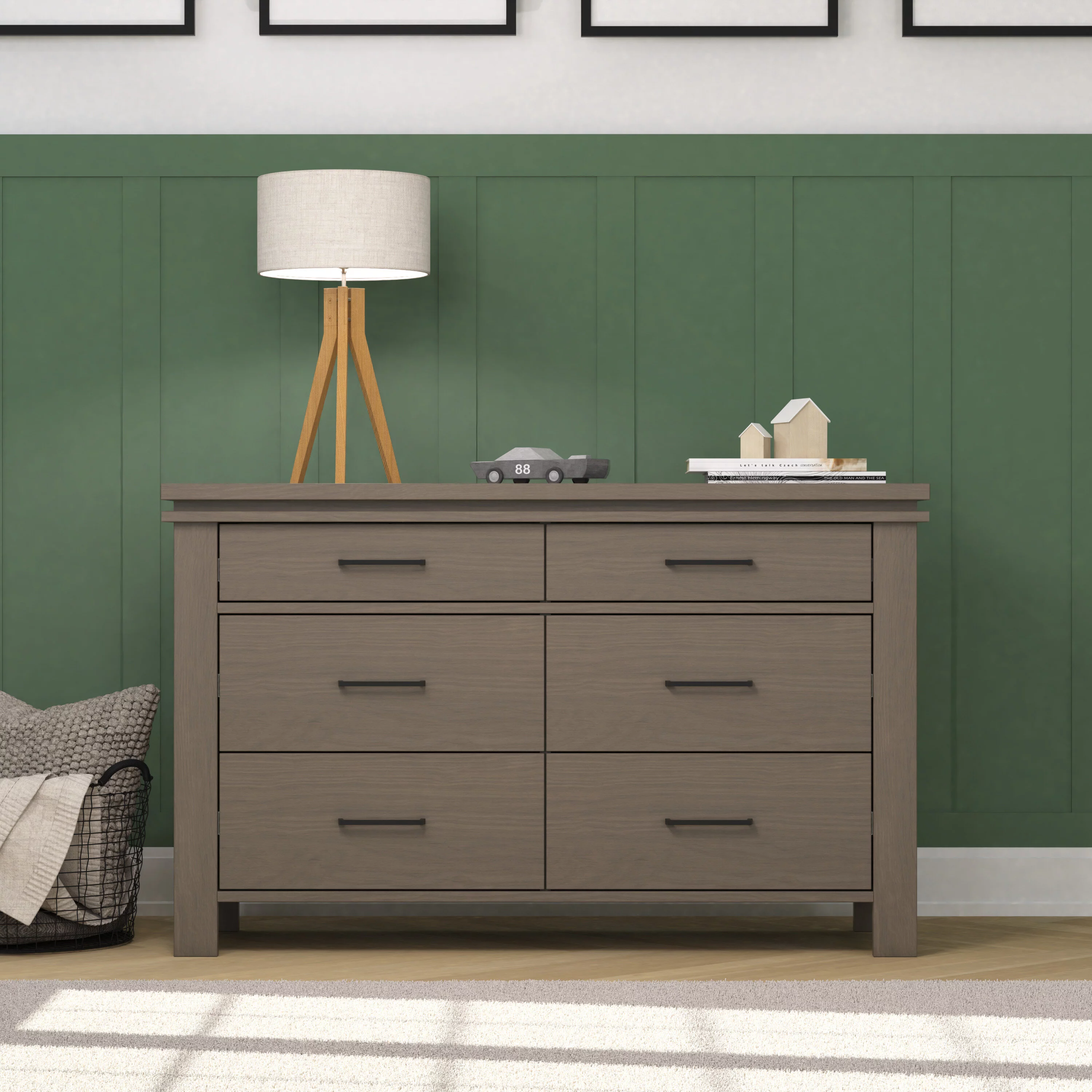 Child Craft Denman Double Nursery Dresser, Crescent Gray