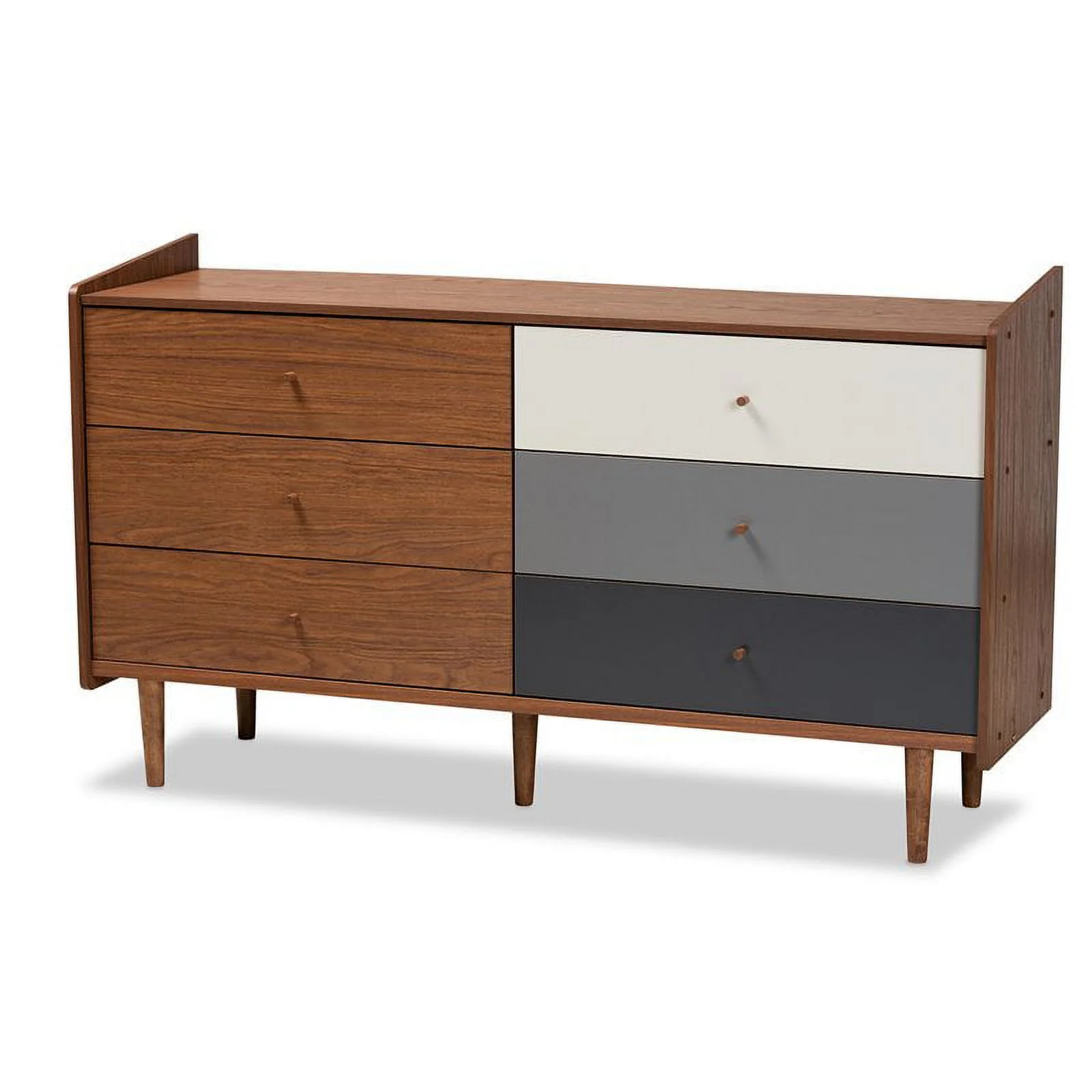 Bowery Hill Walnut Brown and Grey Finished Wood 6-Drawer Dresser