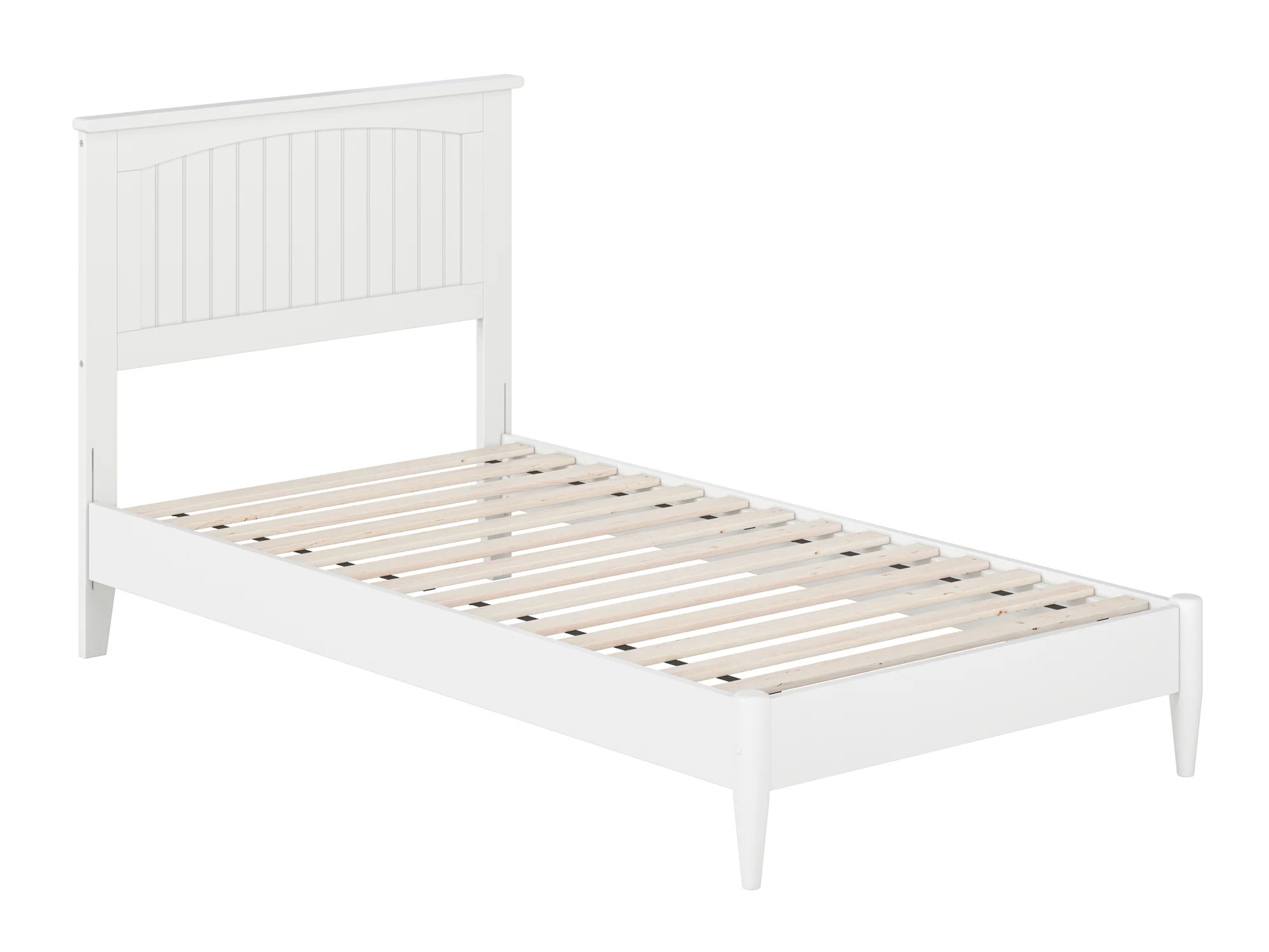 AFI Naples Twin Solid Wood Low Profile Platform Bed, White
