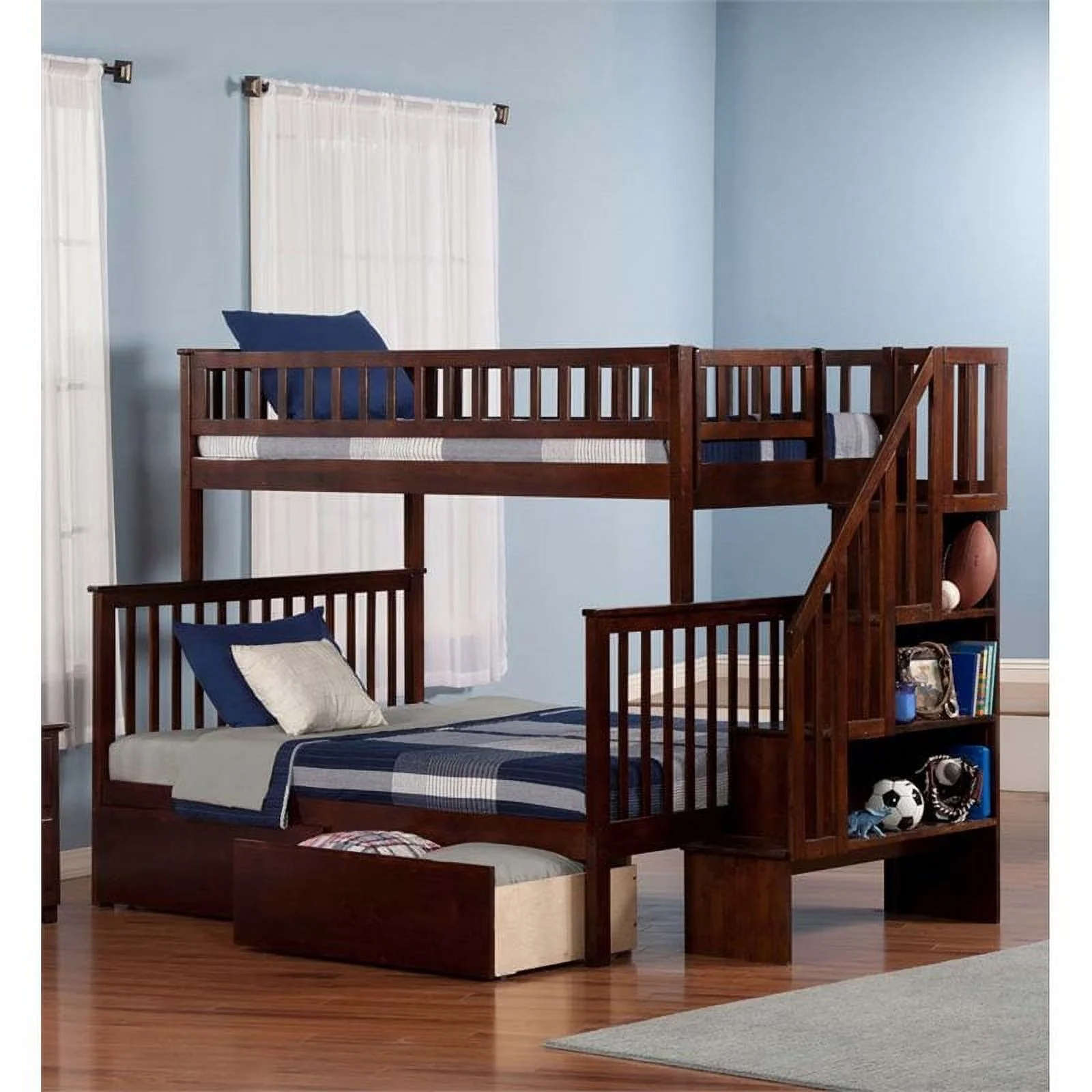 Leo & Lacey Twin Over Full Staircase Storage Bunk Bed