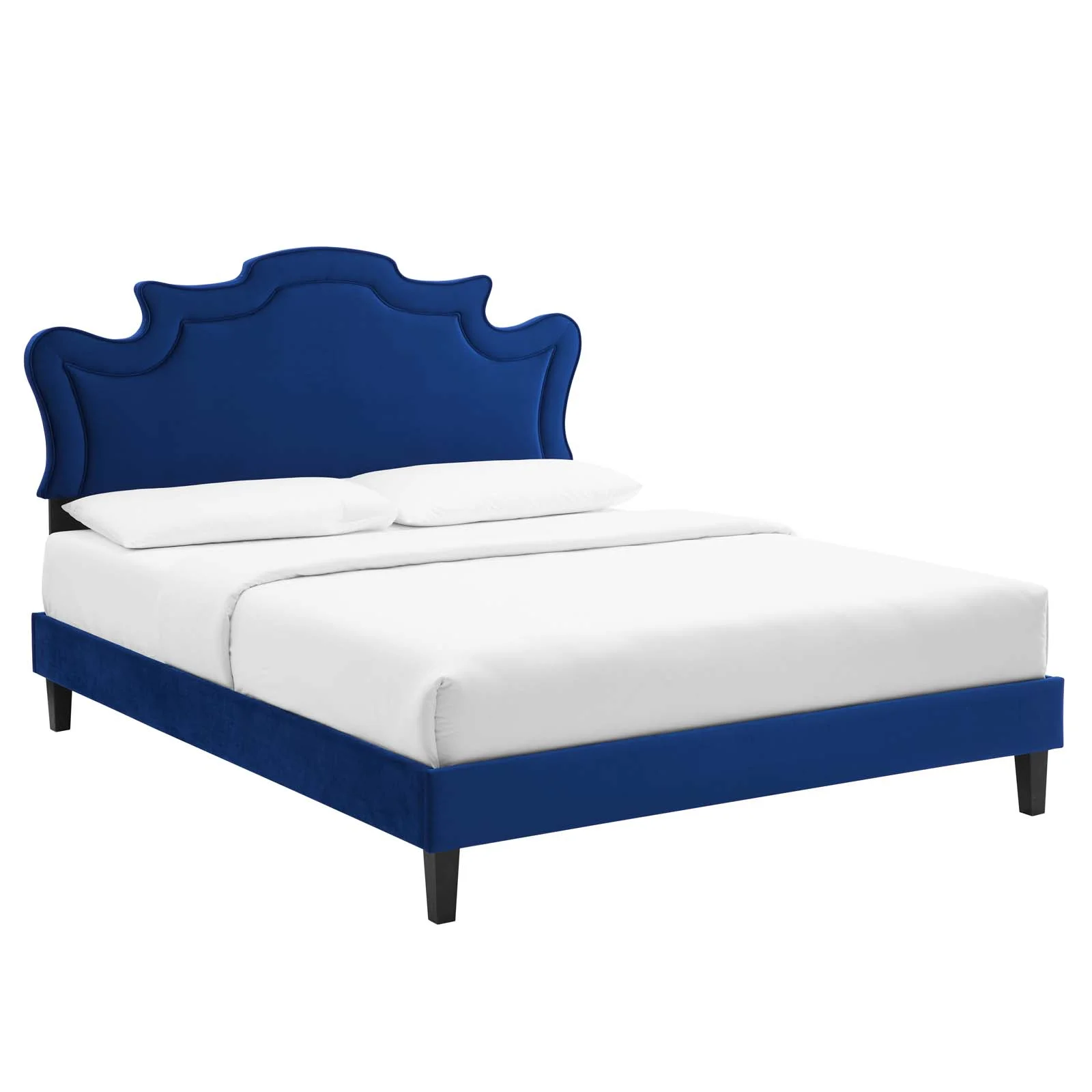 Modway Neena Performance Velvet Queen Bed in Navy