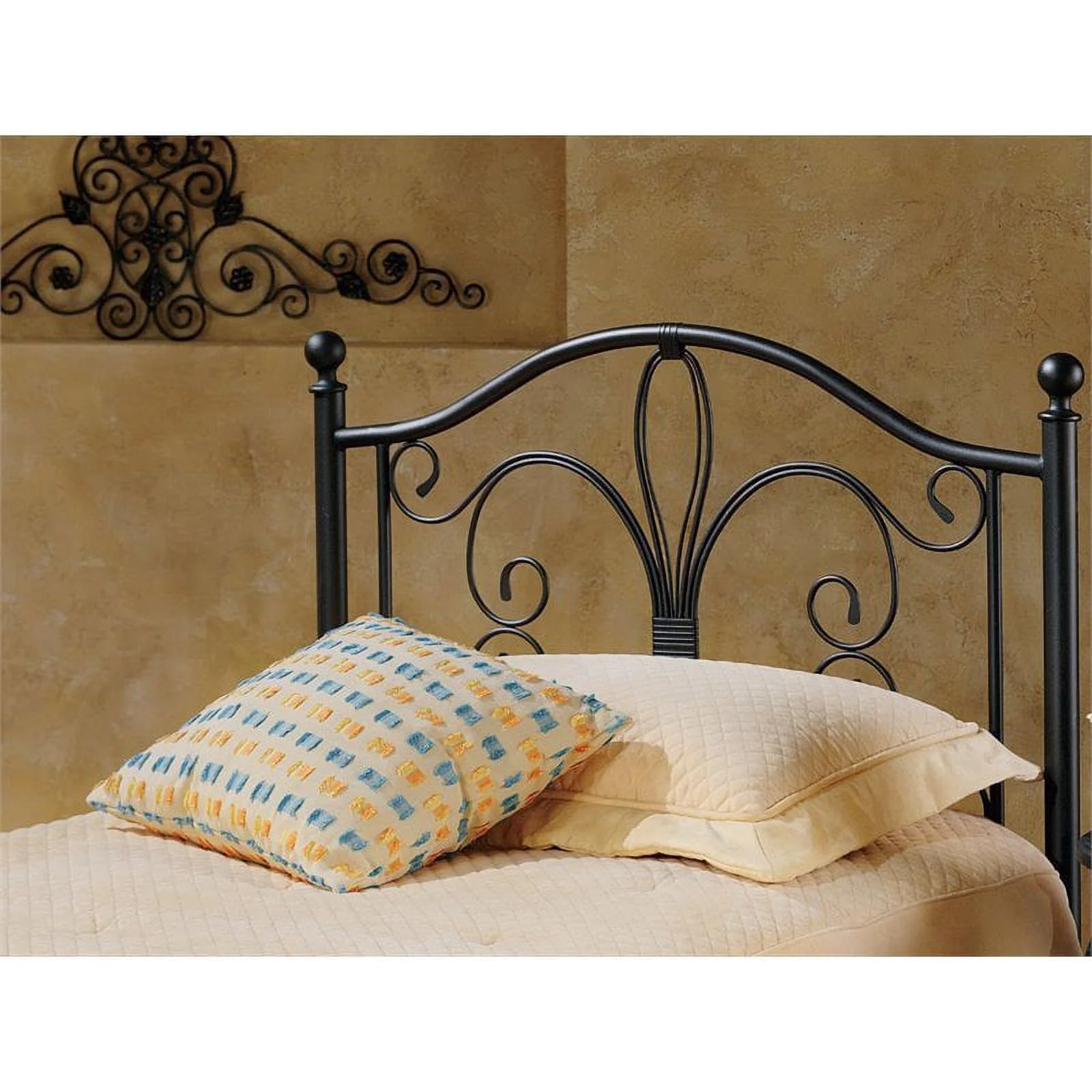 Hawthorne Collections Metal Twin Size Headboard in Antique Brown
