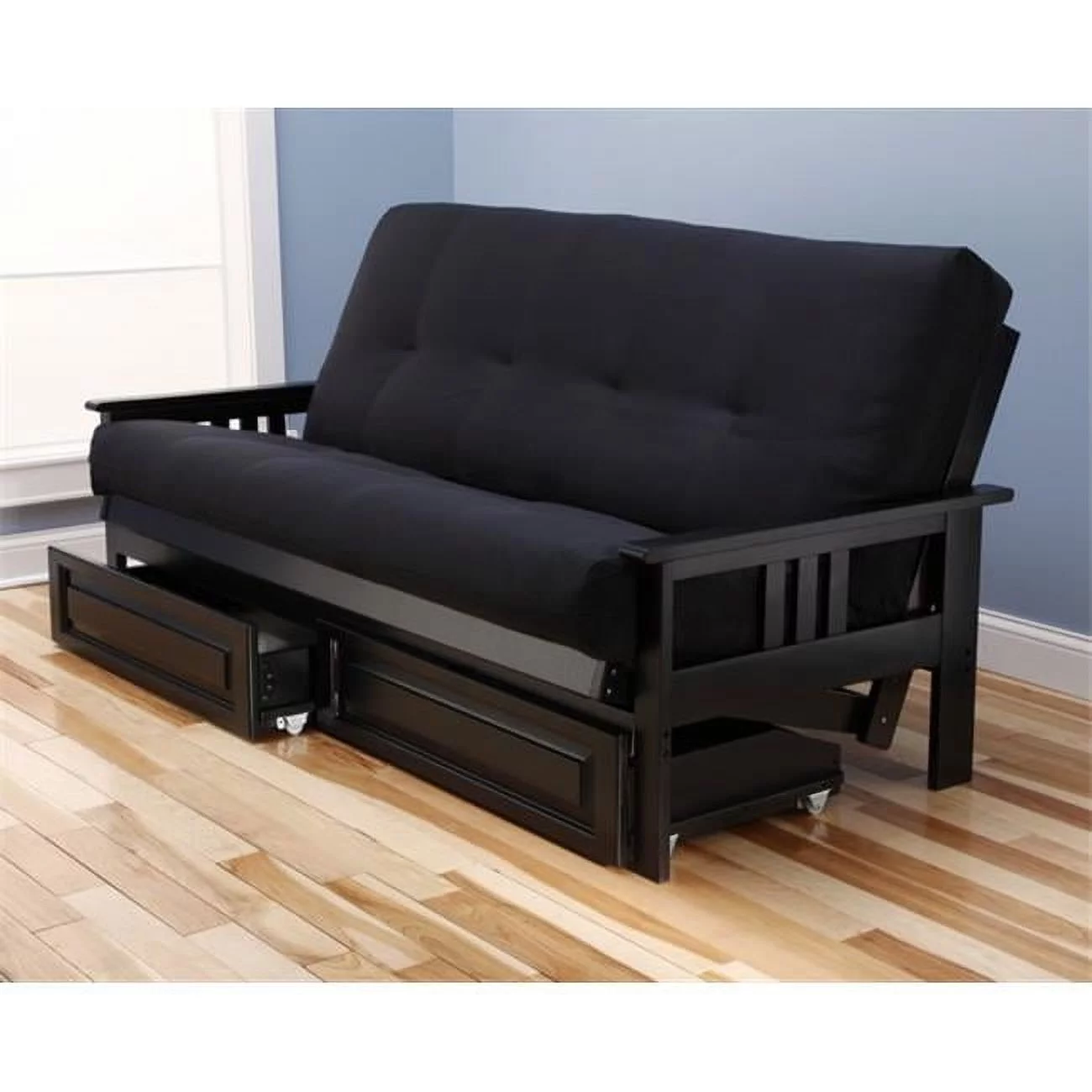 Monterey Frame Suede Mattress & Storage Drawers, Black - Black
