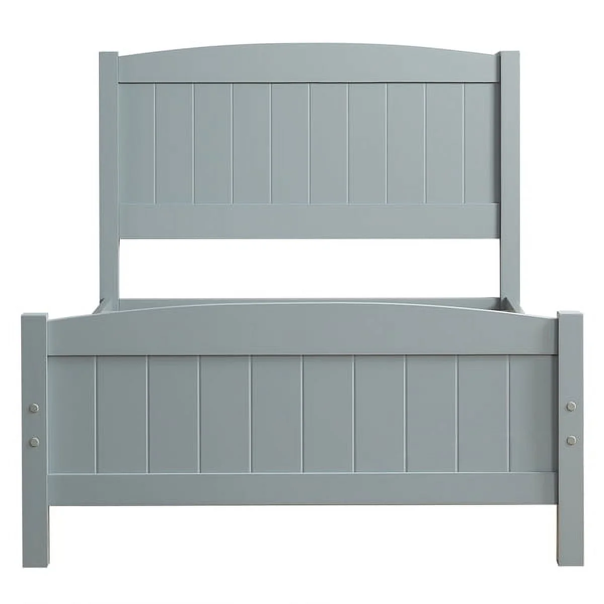 Bornmio Twin Pine Single-Layer Core Vertical Stripe Full-Board Curved Bed Head With The Same Bed Foot Wooden Bed Grey