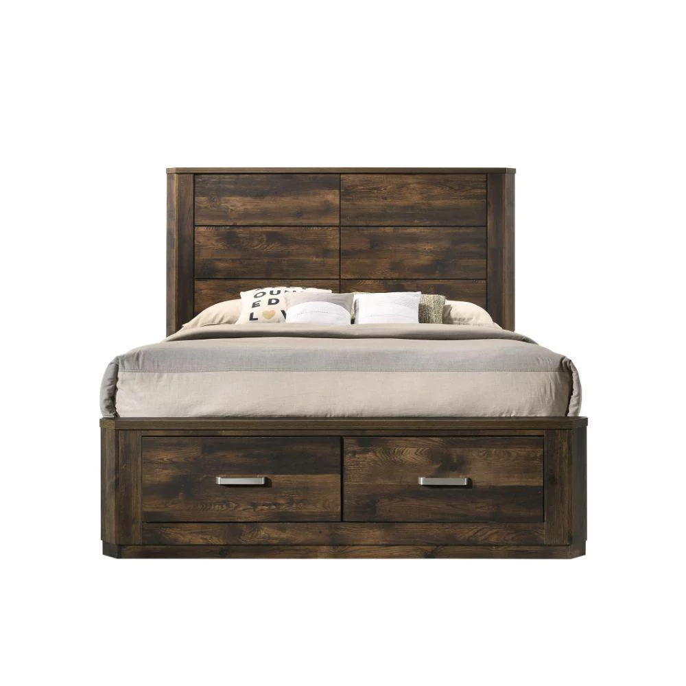 Contemporary Walnut Wood Queen Bed Storage 5PCS Set Acme Elettra 24200Q-S-5pcs
