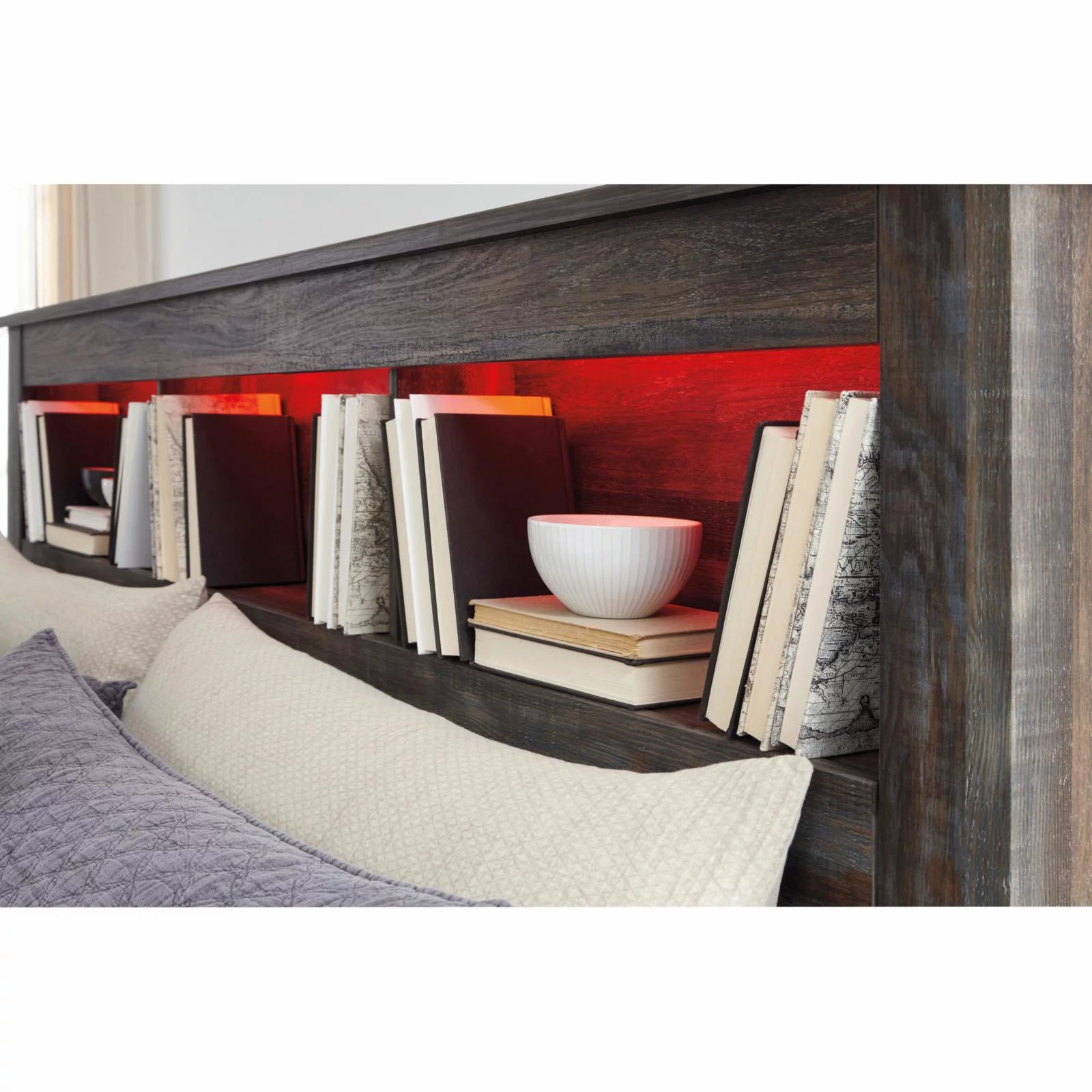 Ashley Furniture Drystan King California King Bookcase LED Headboard