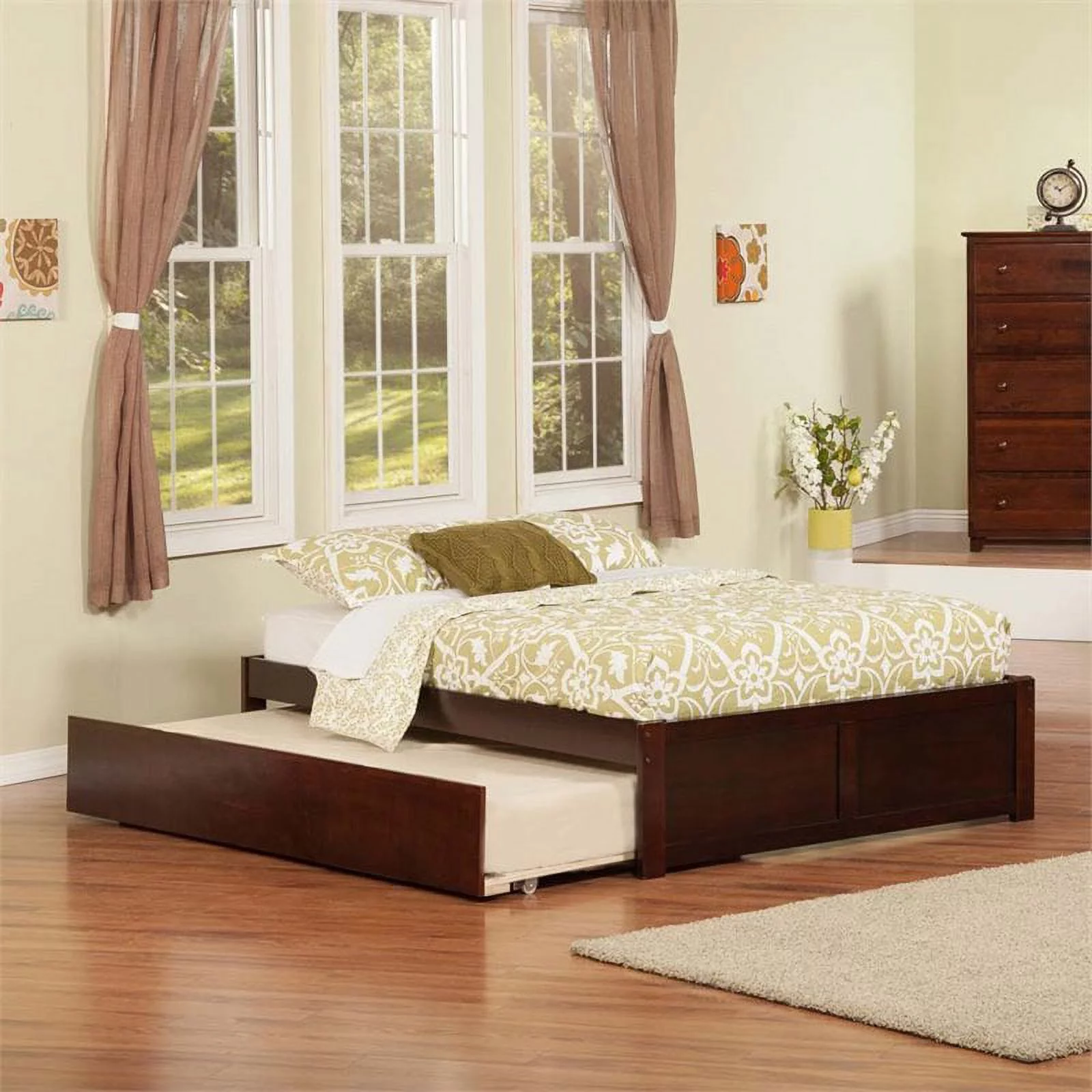 Leo & Lacey Urban Traditional Hardwood Storage Platform Bed, Full, Walnut