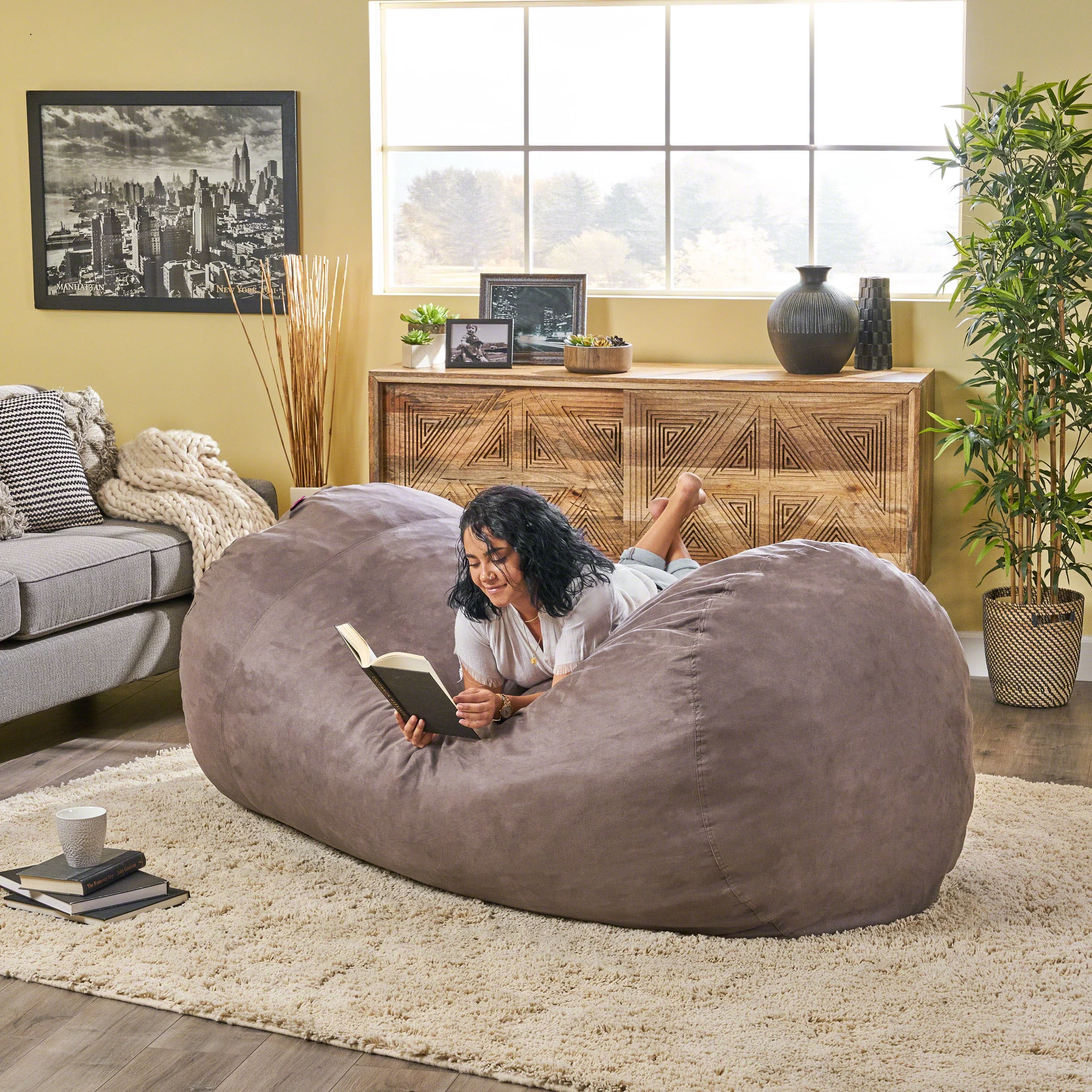 Wilmington Modern Microfiber 8 Foot Bean Bag, Charcoal