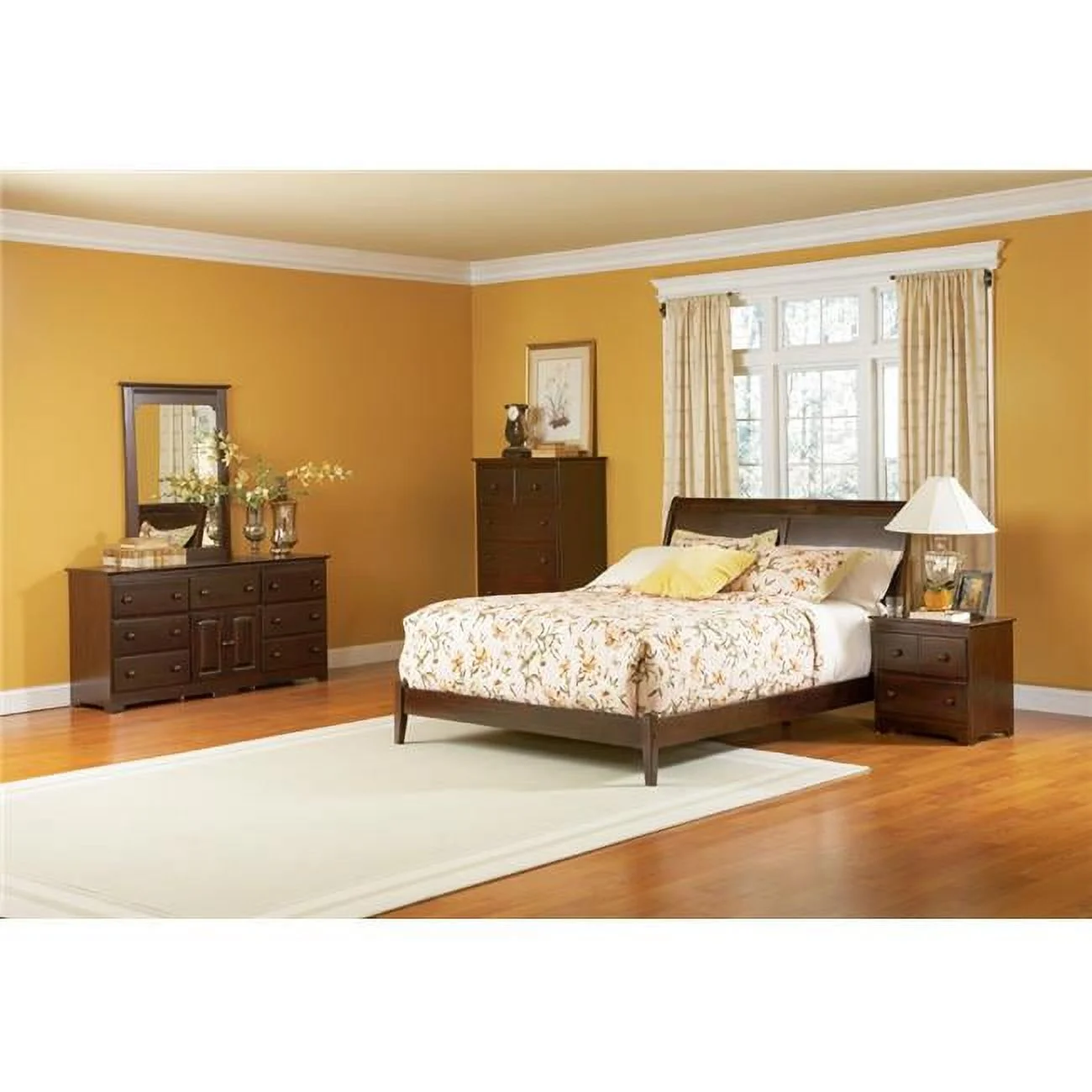 Atlantic Furniture AP9241004 Bordeaux Open Footboard - Antique Walnut, Queen Size
