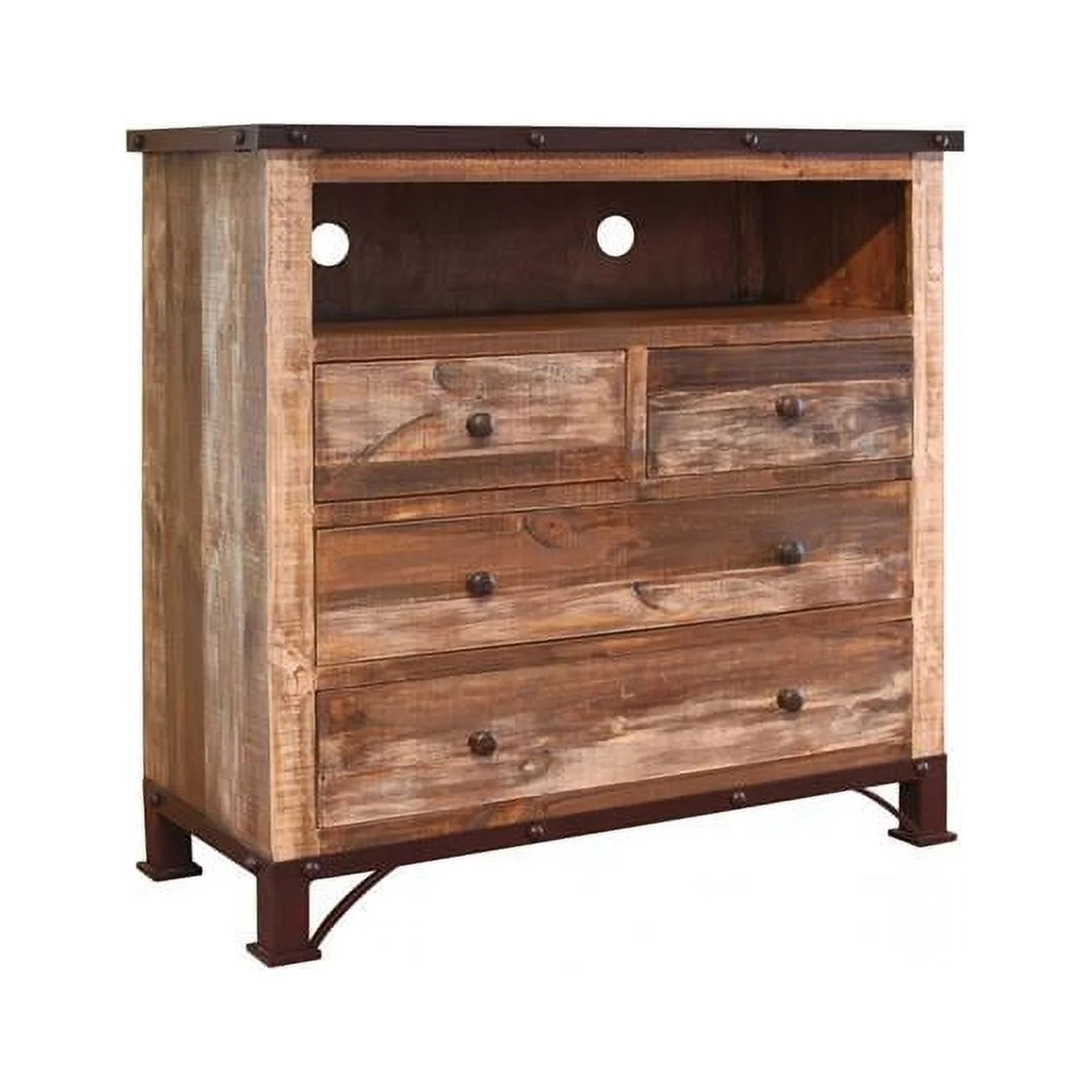 43 in. Brown Solid Wood Four Drawer Chest