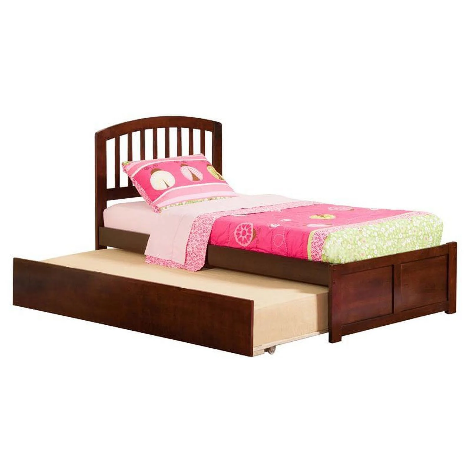 Leo & Lacey Urban Twin Trundle Platform Bed in Walnut
