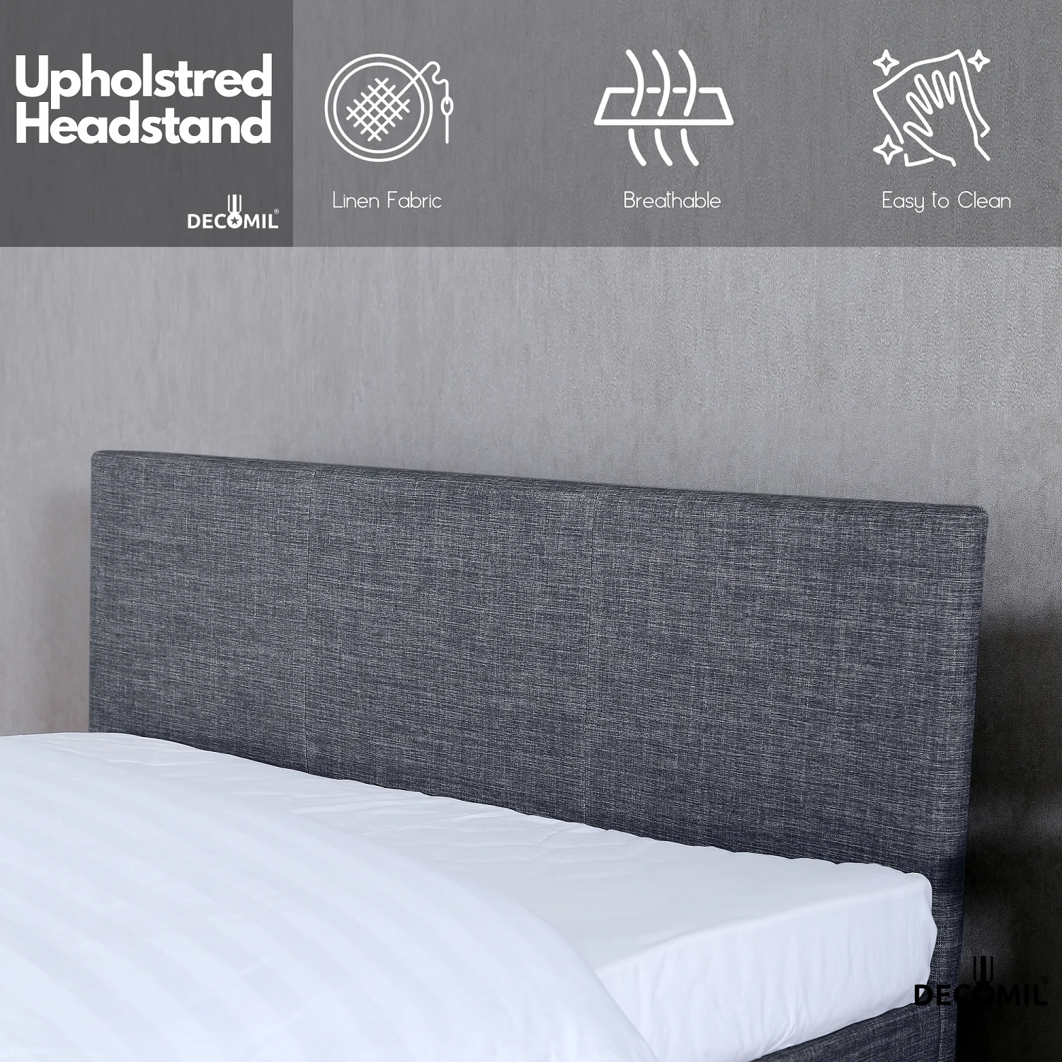 Full Bed Frame with Headboard | Upholstered Platform Bed Frame , Sturdy Wooden Slats & Metal Frame