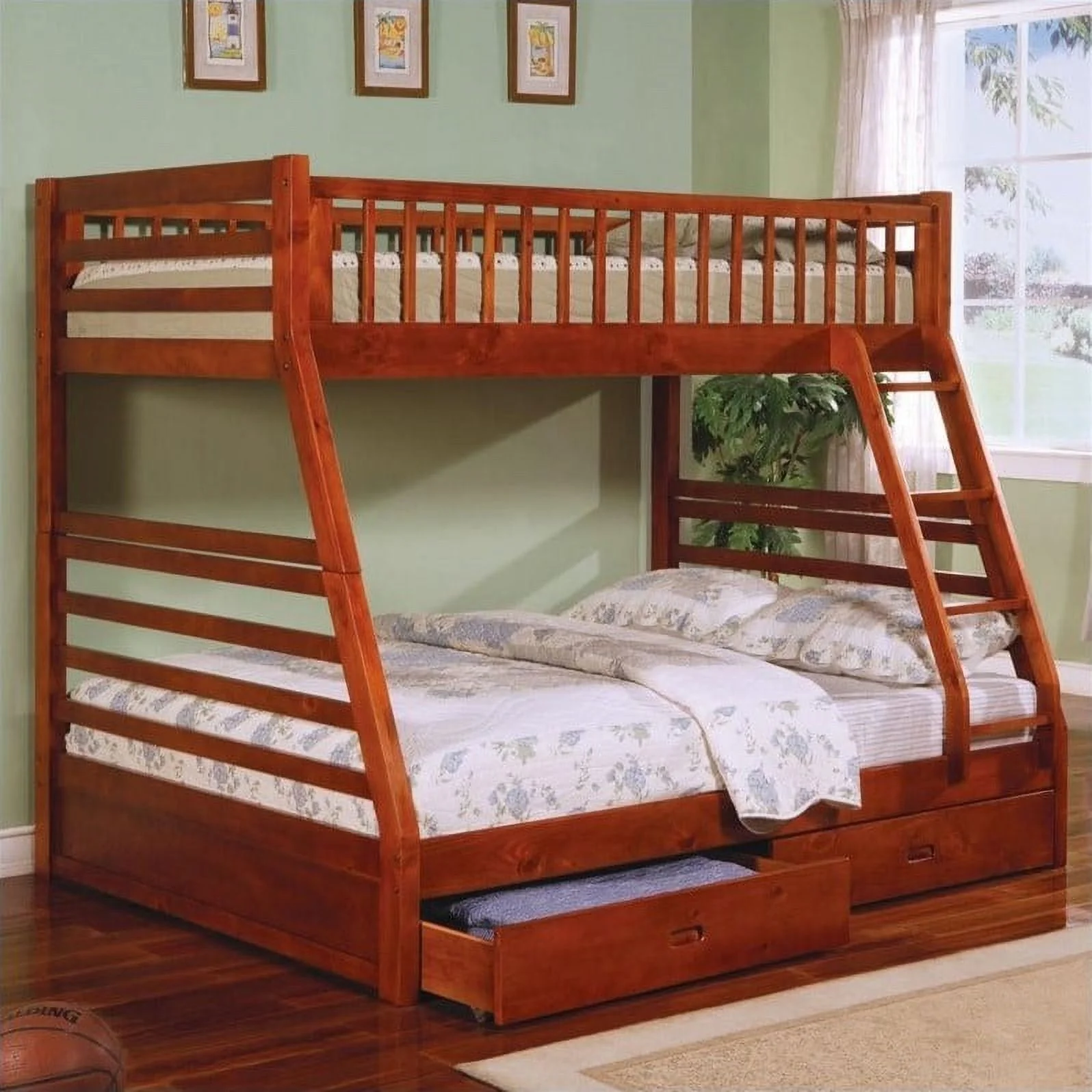Rosebery Kids Twin over Full Bunk Bed in Oak Finish