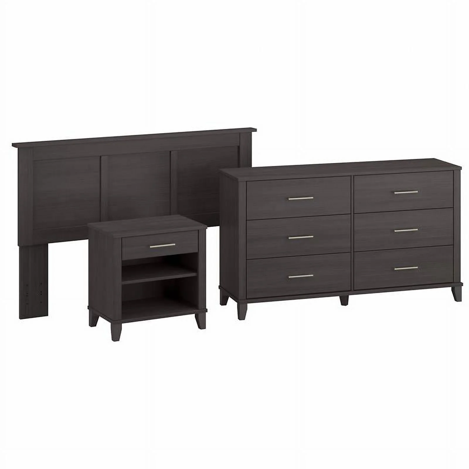 Pemberly Row 3 Piece Full/Queen Size Bedroom Set in Storm Gray - Engineered Wood