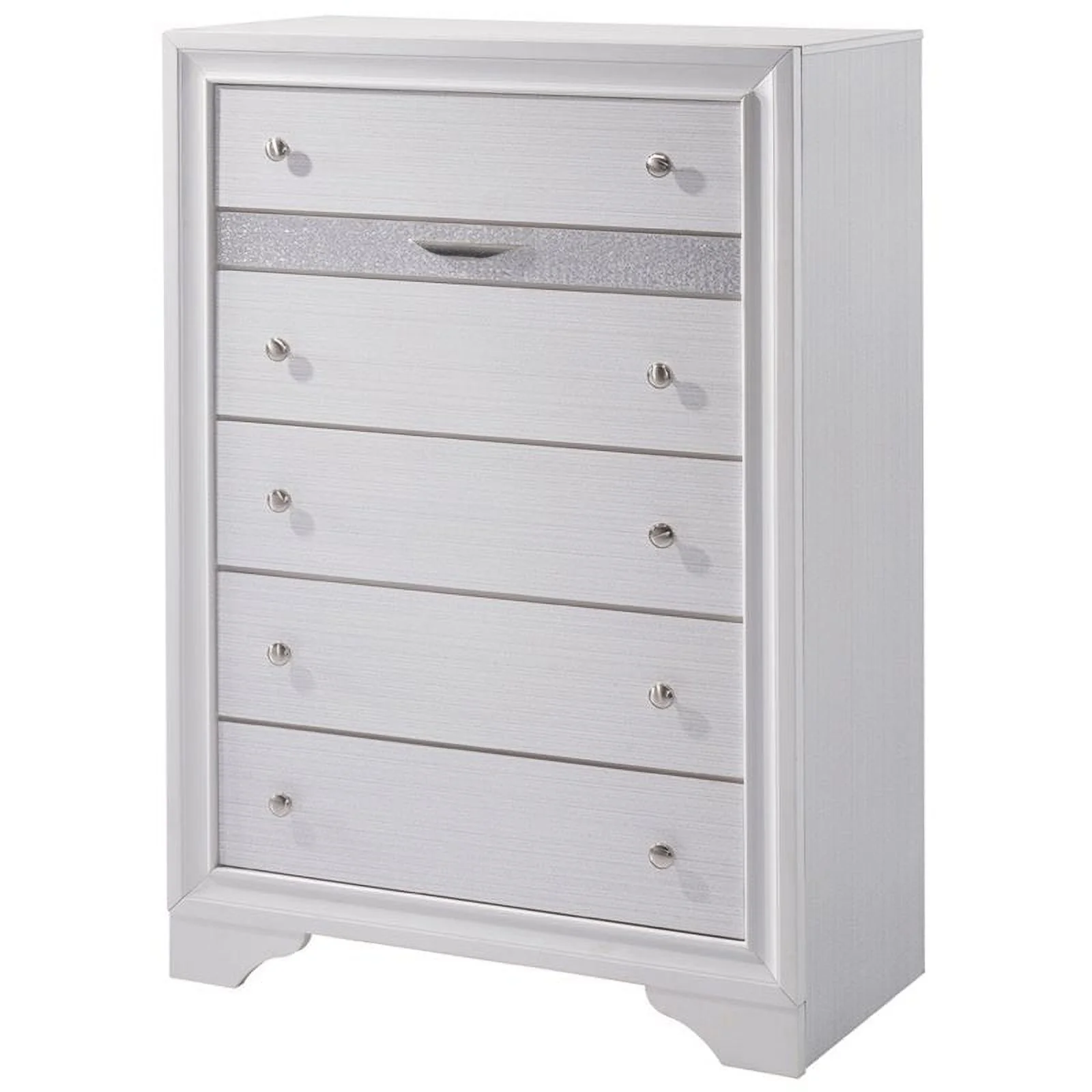 Furniture of America Laren Contemporary Solid Wood 5-Drawer Chest in White