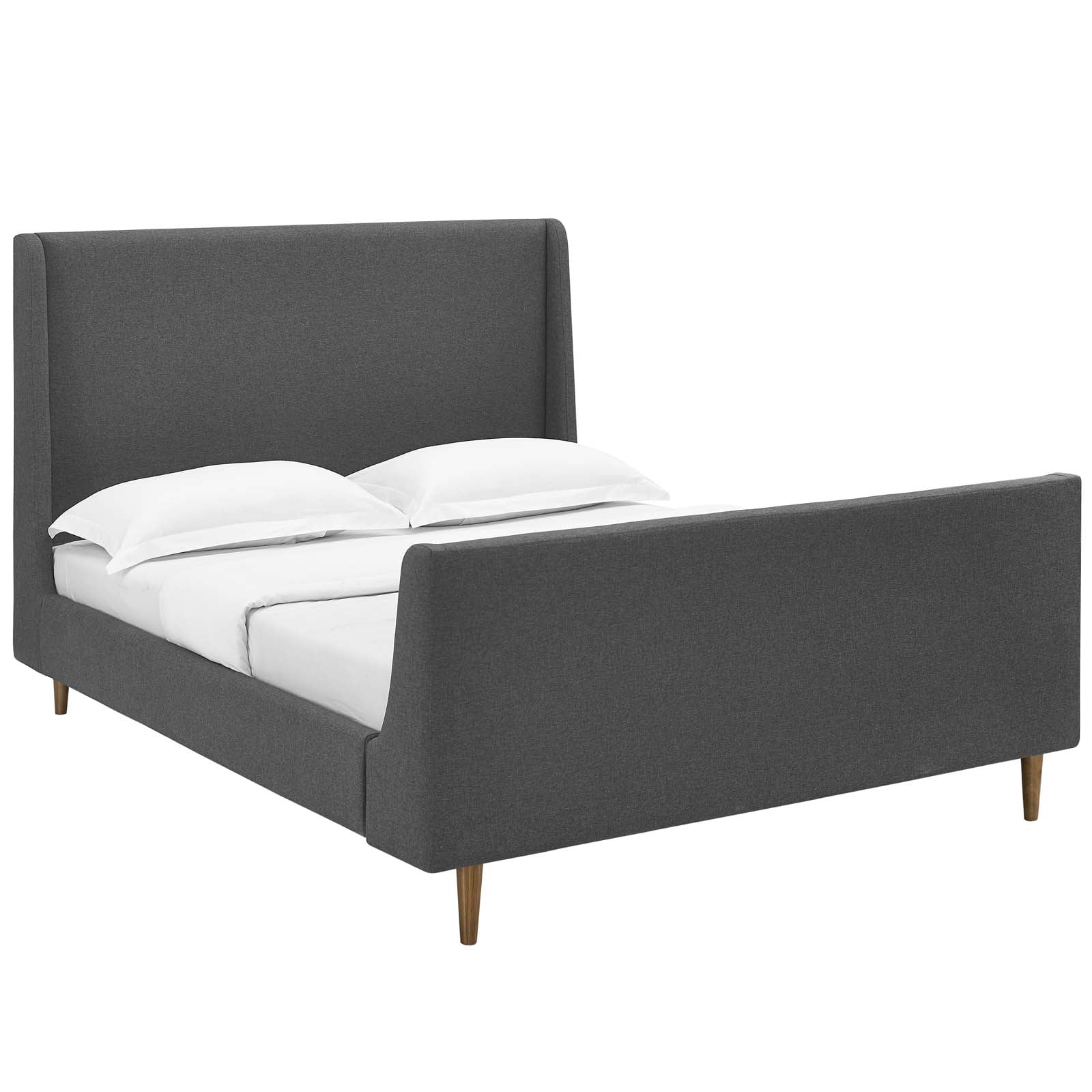 Modway Aubree Queen Upholstered Fabric Sleigh Platform Bed in Gray