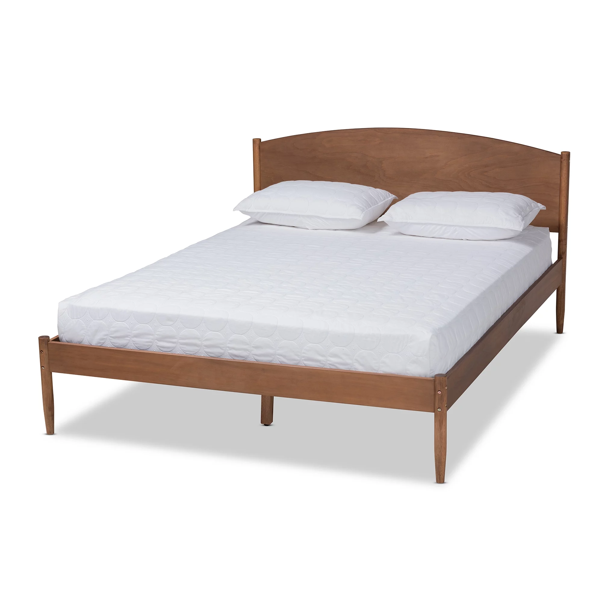 Baxton Studio Leanora MidCentury Modern Ash Wanut Finished Queen Size Wood Platform Bed