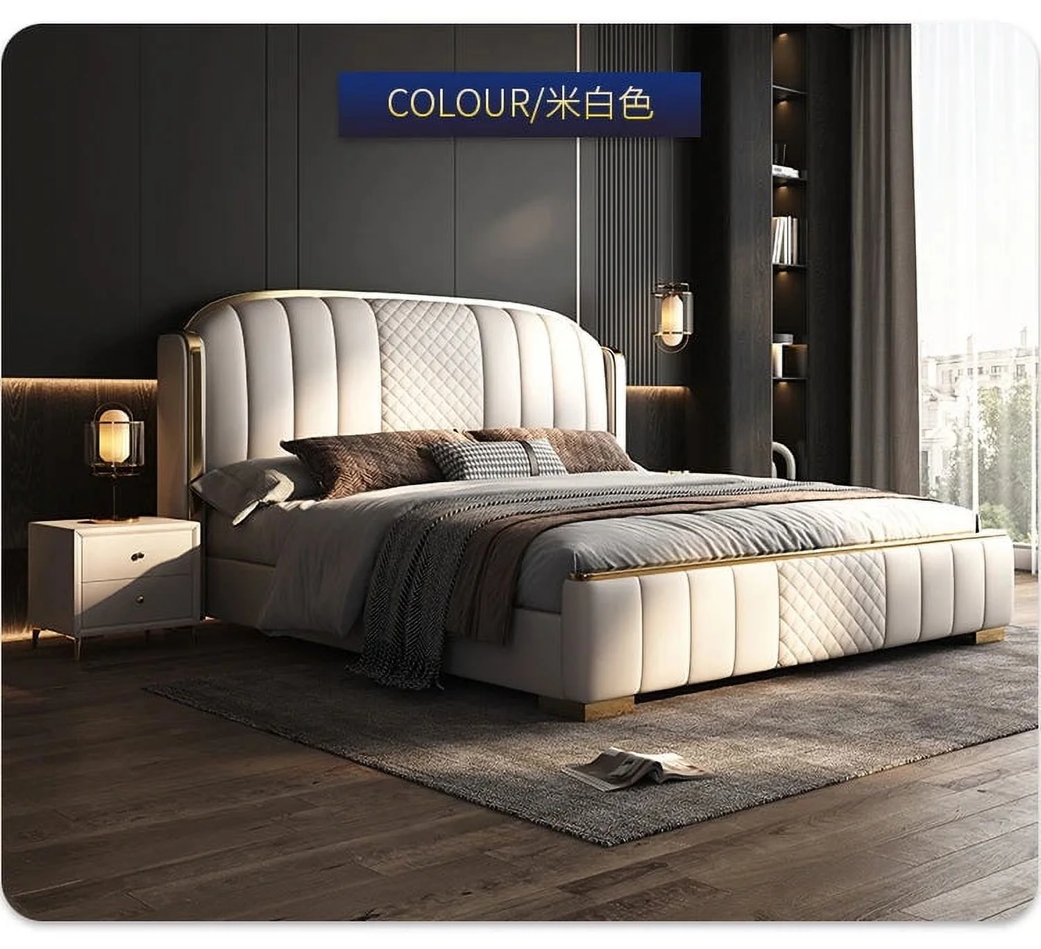 Leather Modern Simple Double Bed Velvet High End Sleeping Storage Double Bed Luxury Wooden Muebles Para Dormitorio Furniture