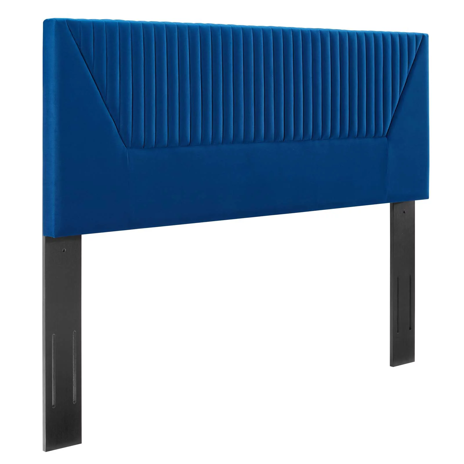 Modway Patience Channel Tufted Performance Velvet Twin Headboard in Navy