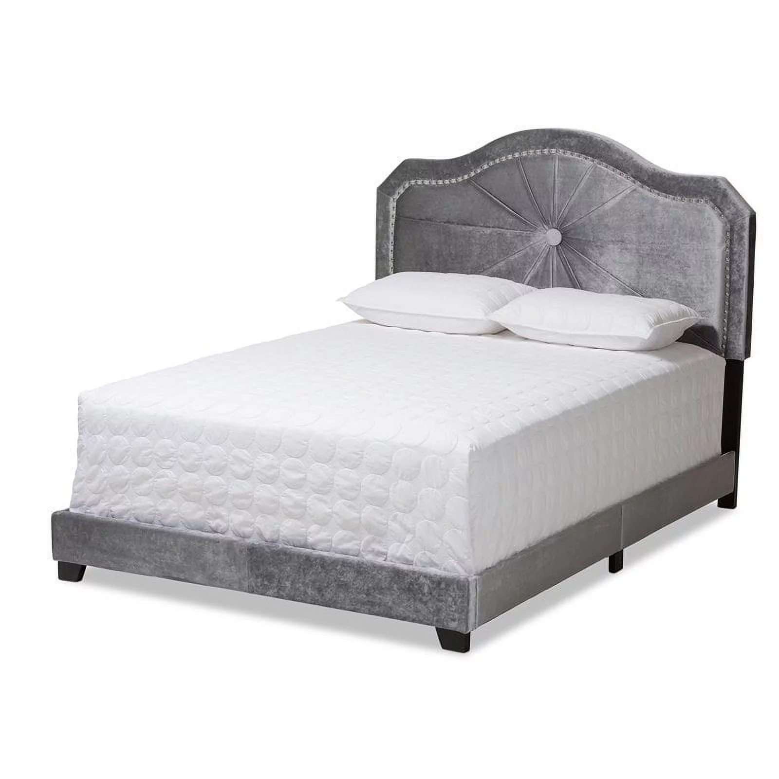 Bowery Hill Modern Upholstered Velvet Full Size Bed with Wood Frame in Gray