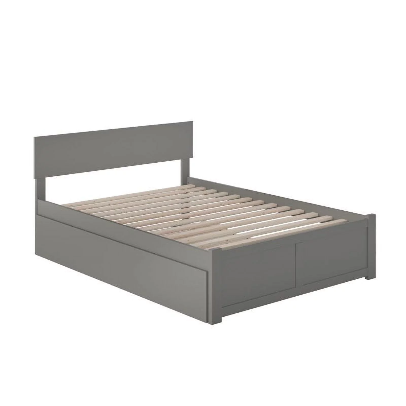 Bowery Hill Full Platform Panel Bed with Trundle in Gray
