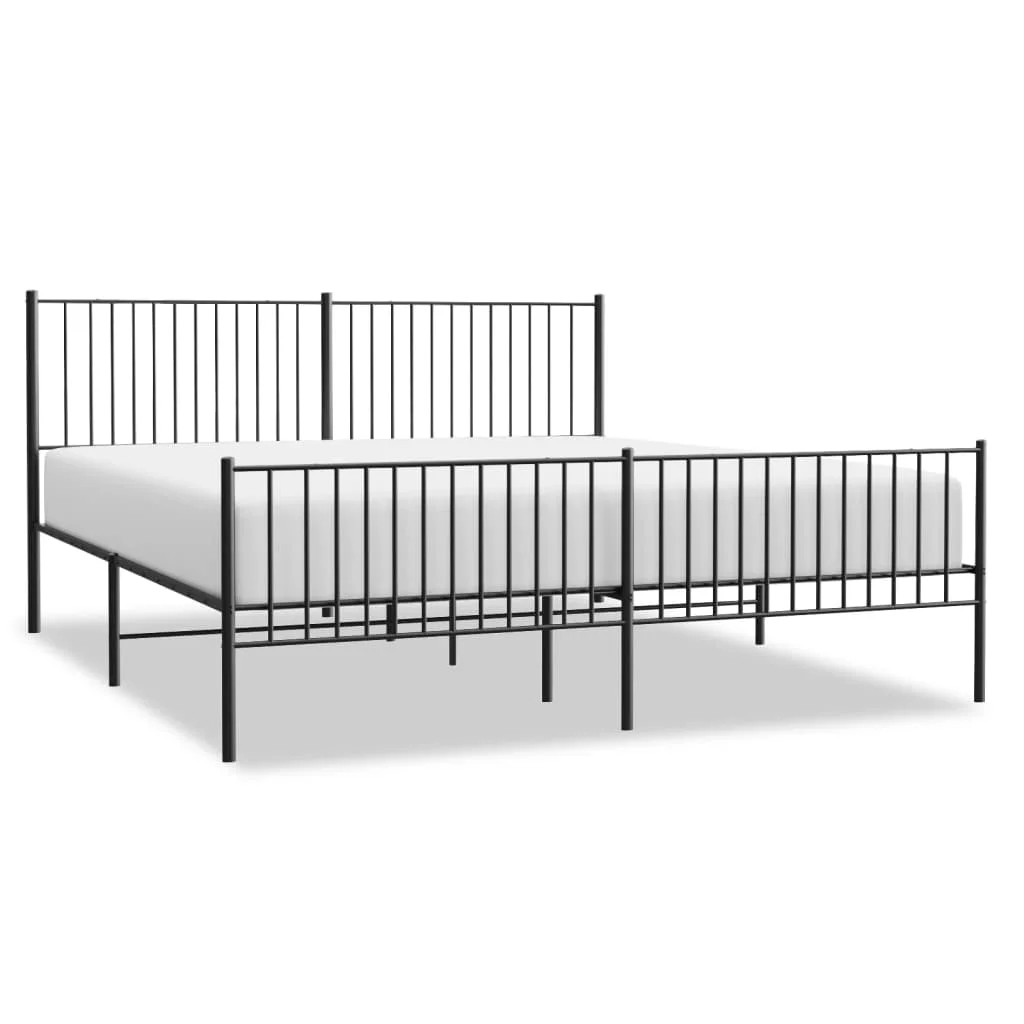 Gecheer Metal Bed Frame with Headboard and Footboard Black 76