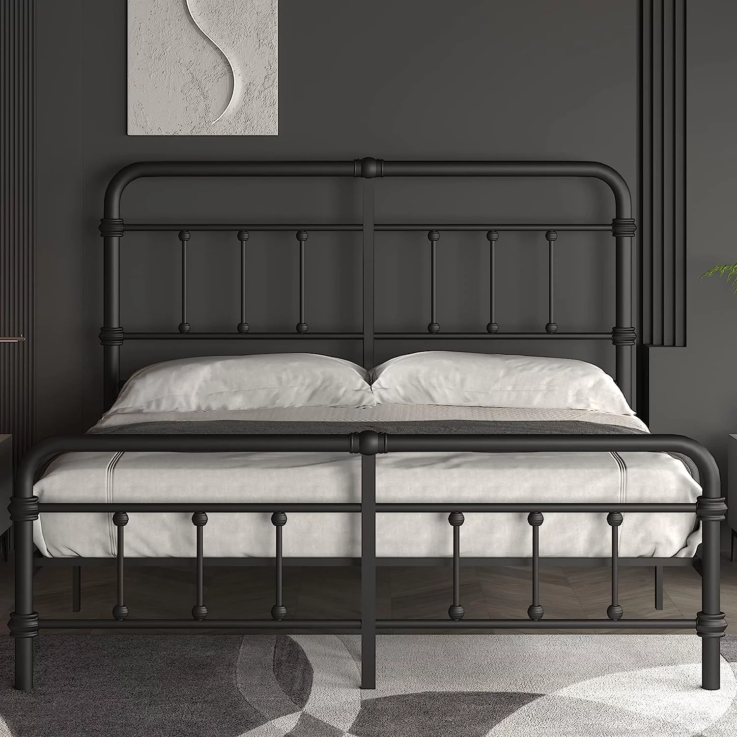 YINCHEN King-Bed-Frame-Metal-Platform Bed Frame with 49