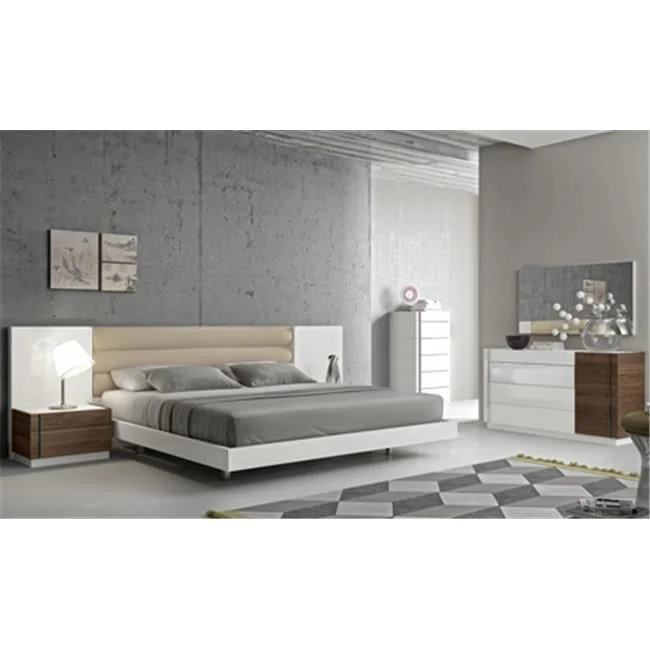 Lisbon 6 Drawer Chest - White - Biege - & Walnut