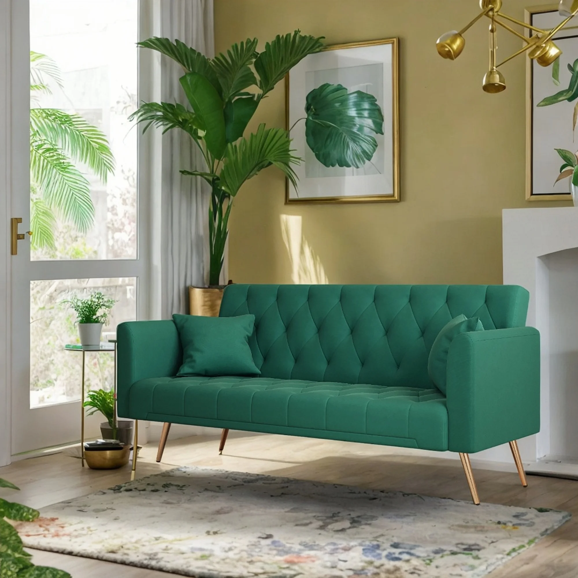 Convertible Double Folding Sofa Bed for Small Spaces Multi-Functional Sofas Adjustable, and Stylish (Green)