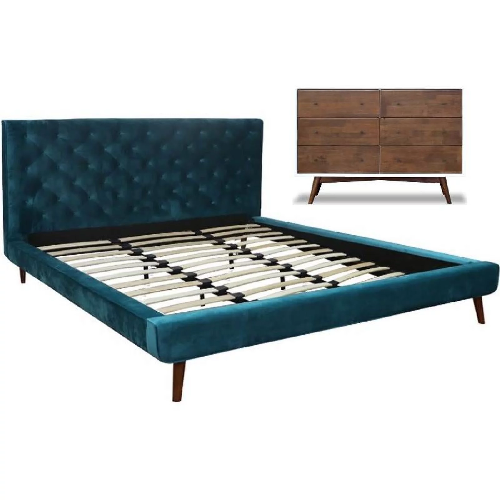 Home Square 2 Piece Set with Queen Platform Bed and 6-Drawer Dresser