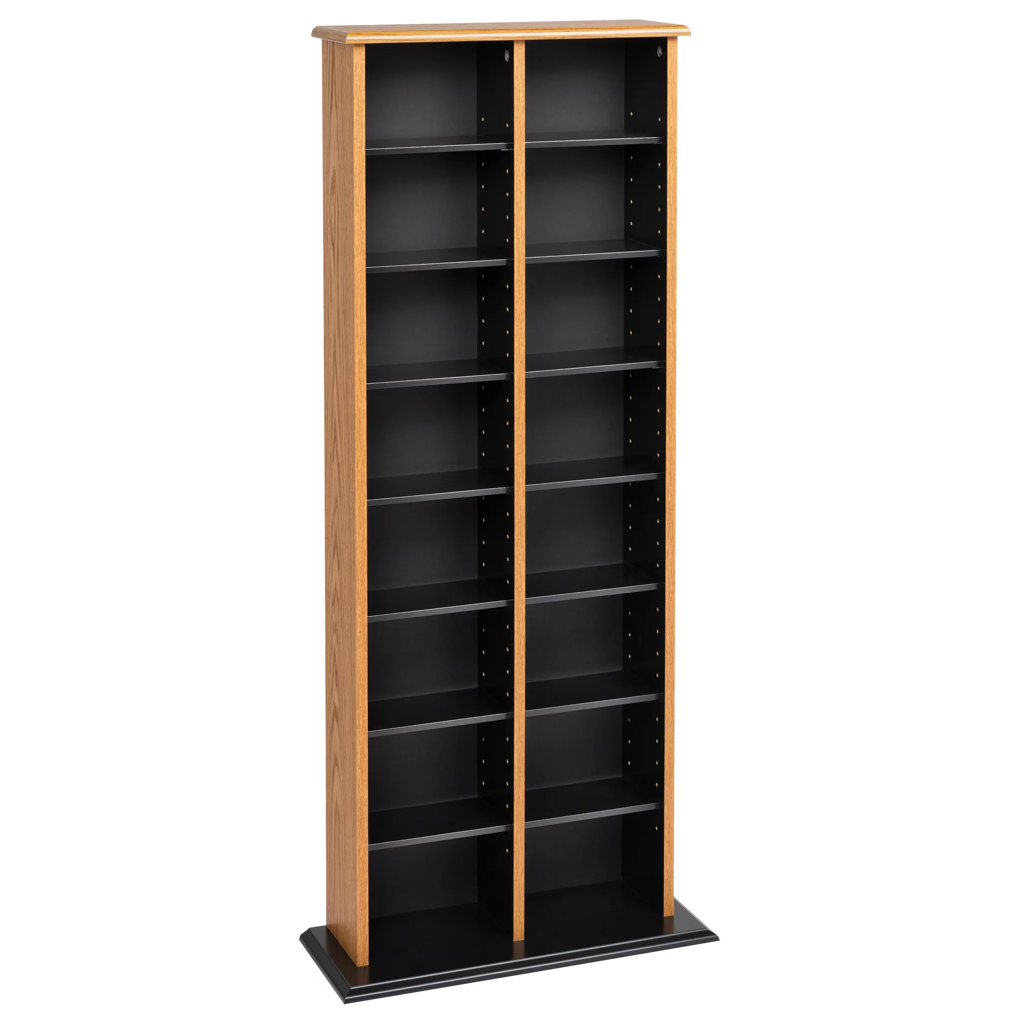 Prepac Double Multimedia Storage Tower, Oak and Black